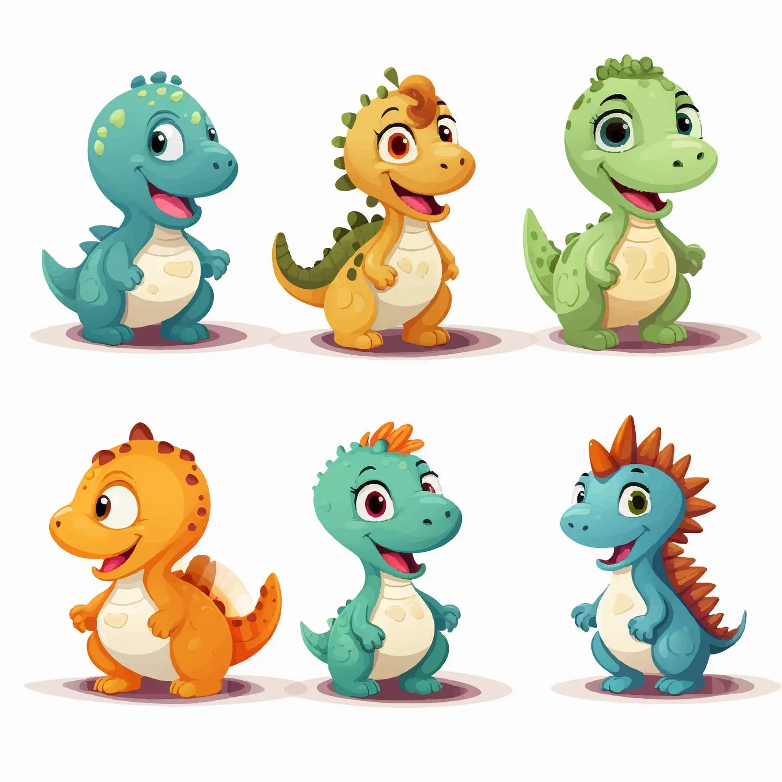 Cute Cartoon Dinosaurs Illustration Vector Set — free download from Dotvec