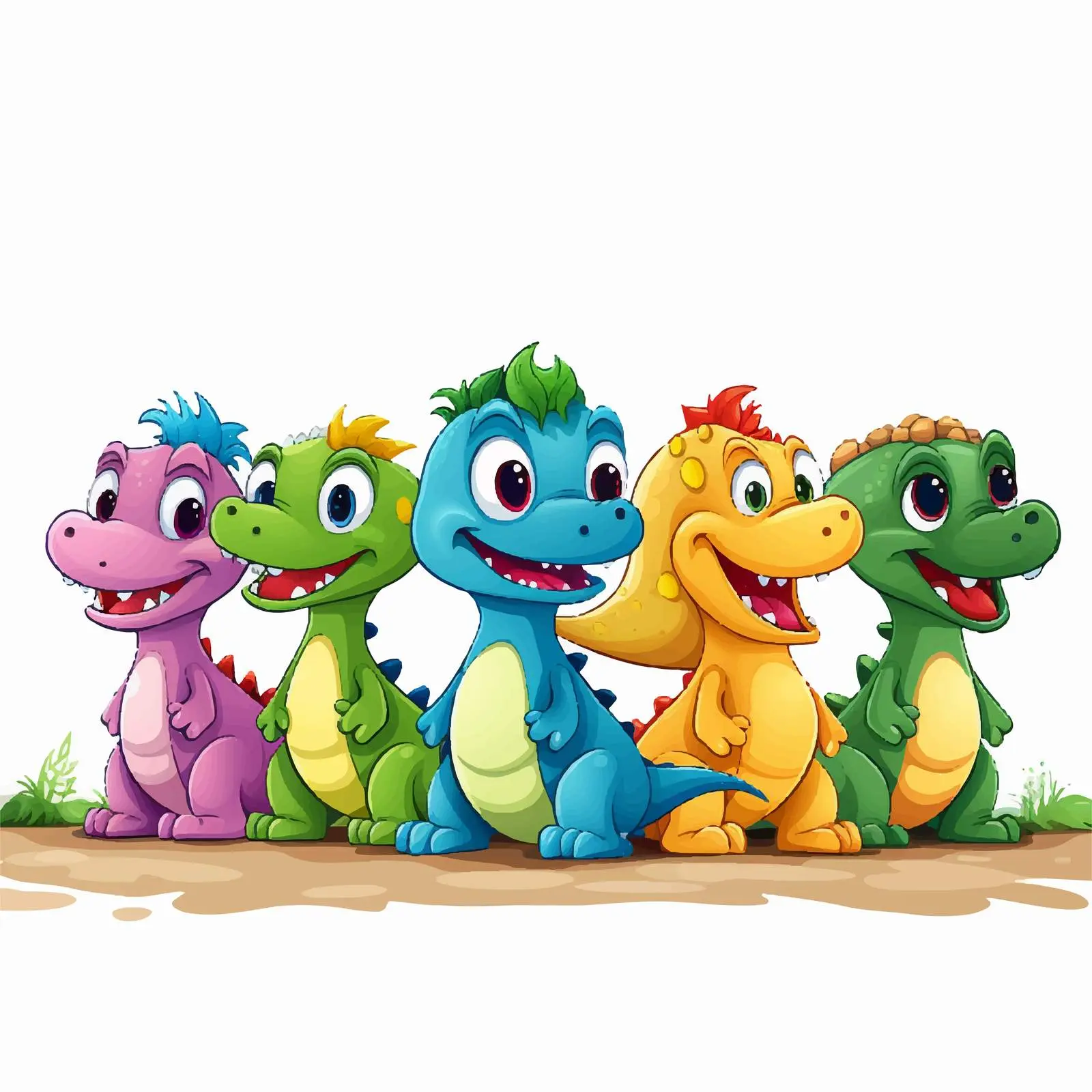 Cute Cartoon Dinosaurs Vector Characters — free download from Dotvec