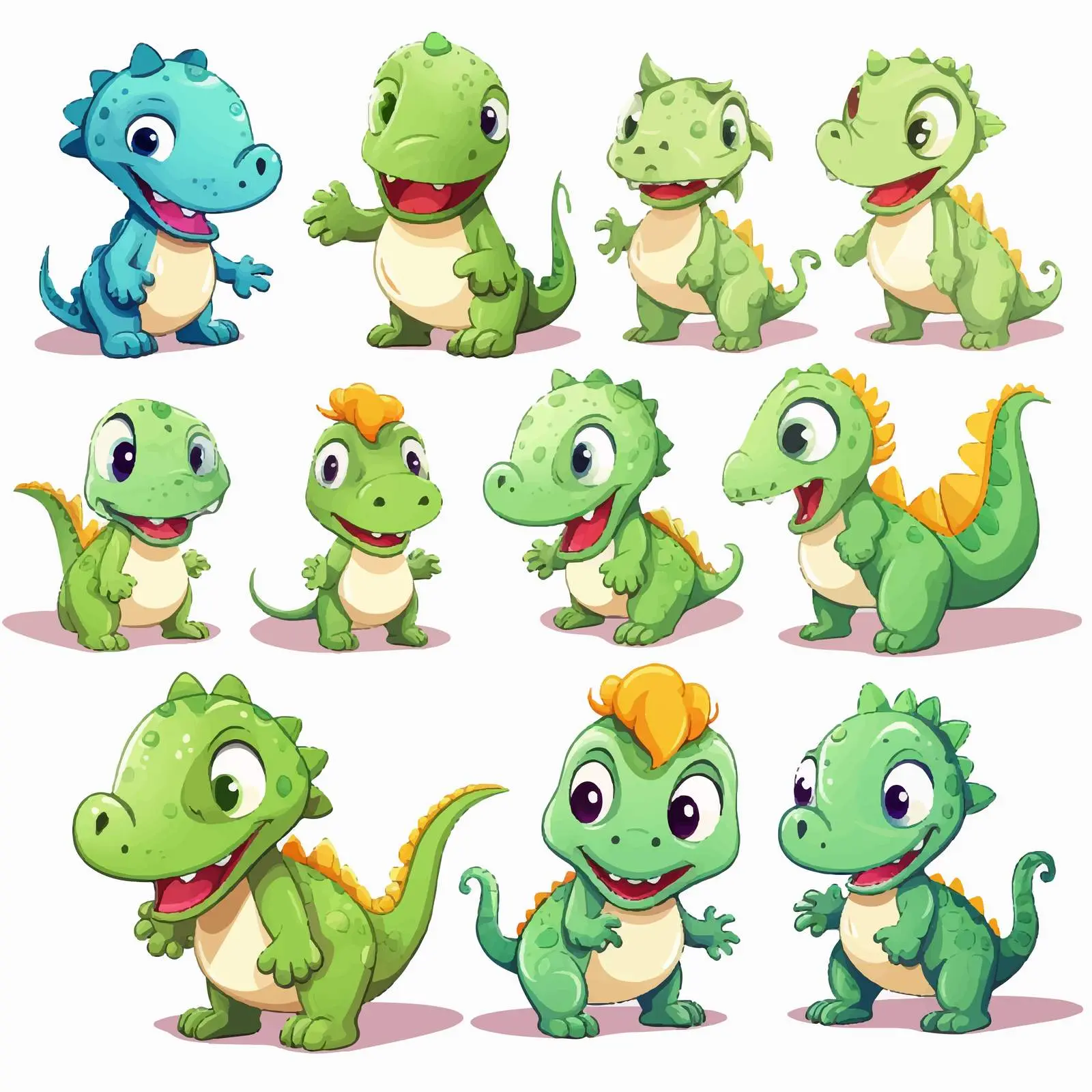 Cute Cartoon Dinosaurs Vector Characters Collection — free download from Dotvec