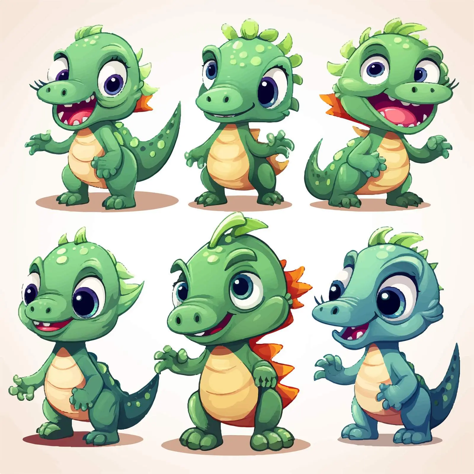 Cute Cartoon Dinosaurs Vector Set — free download from Dotvec