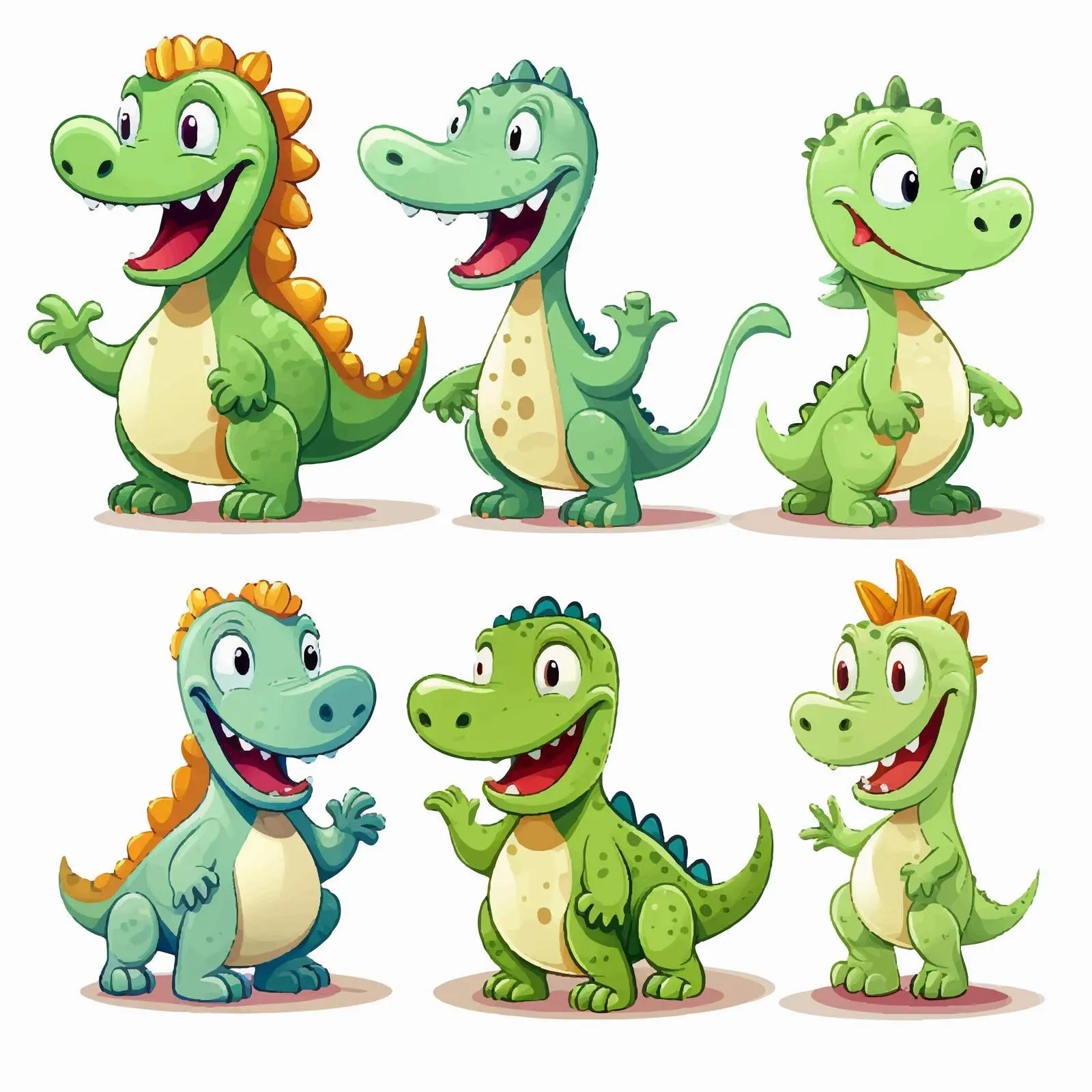 Cartoon Dinosaurs Collection on White Background — free download from Dotvec