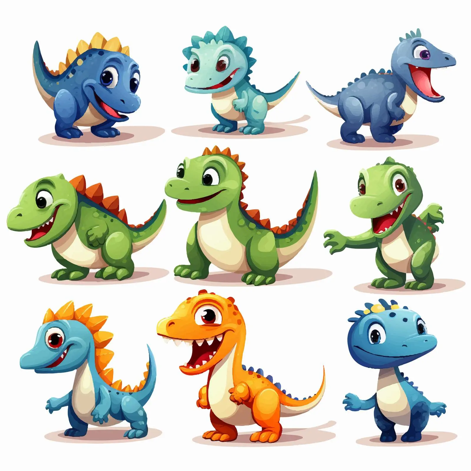 Isolated Cartoon Dinosaurs Collection on White Background — free download from Dotvec