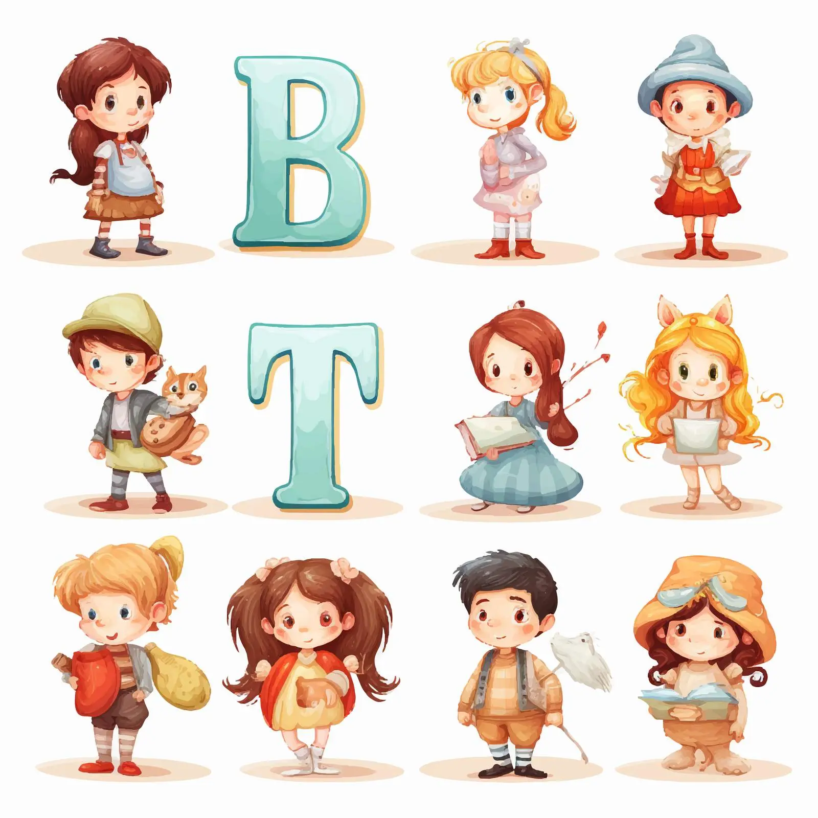 Colorful Kid's Alphabet Characters Vector Set — free download from Dotvec