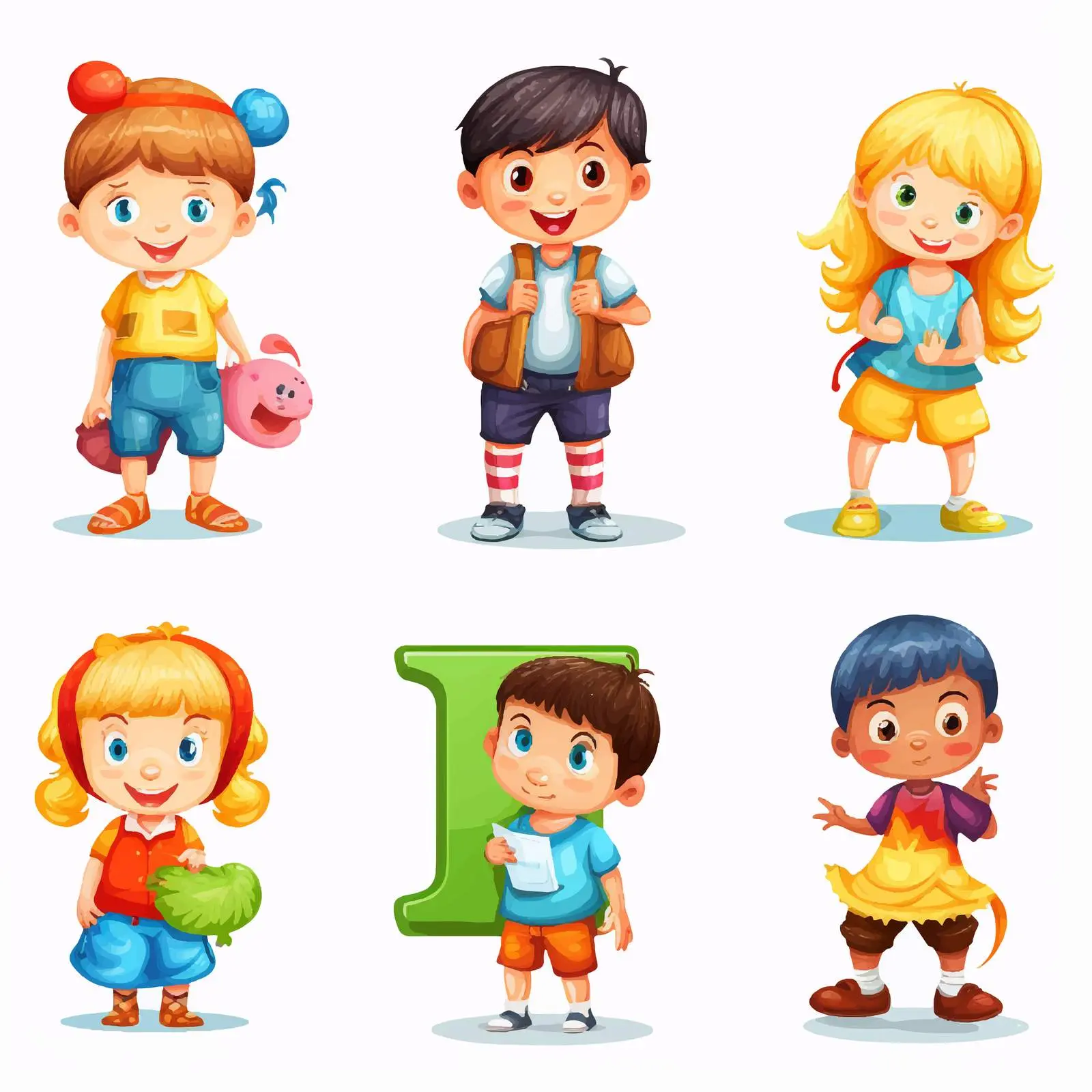 Cartoon Alphabet Characters for Kids Vectors — free download from Dotvec