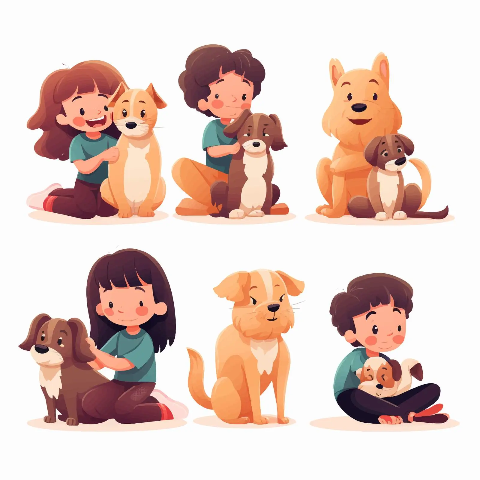 Kids Embracing Dogs: Love and Friendship — free download from Dotvec
