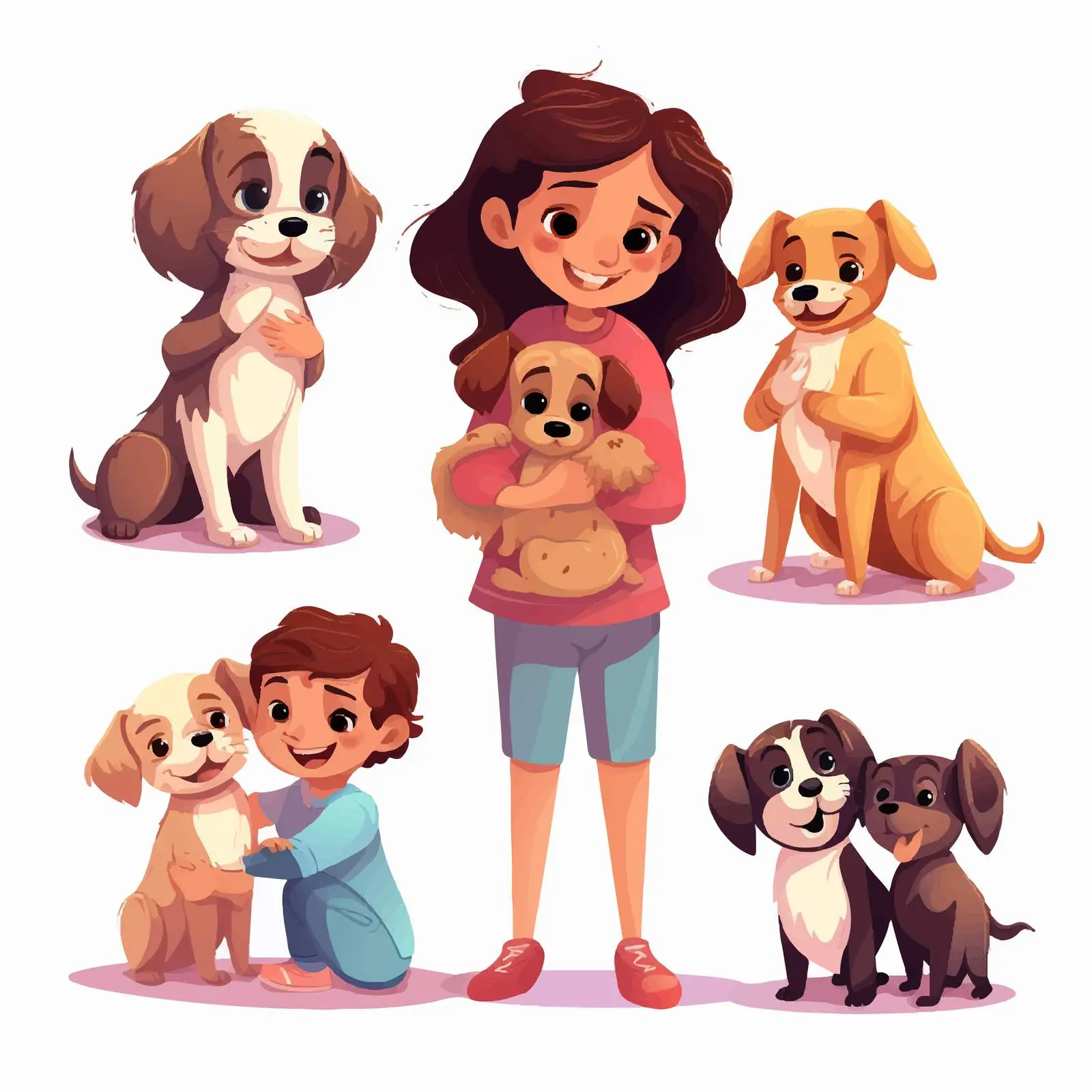 Kids Embracing Dogs: Love and Friendship — free download from Dotvec