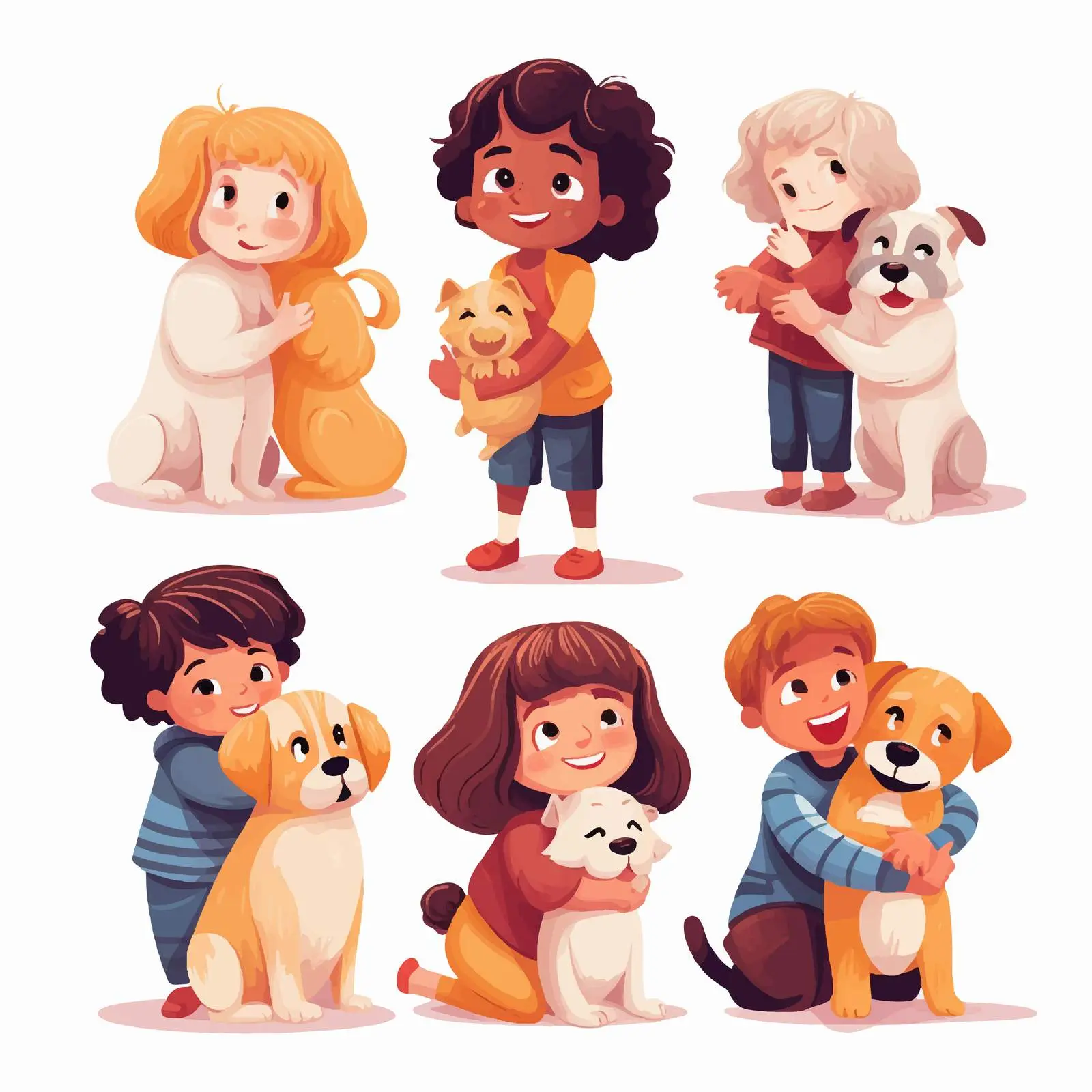 Kids Embracing Dogs in Love and Friendship — free download from Dotvec
