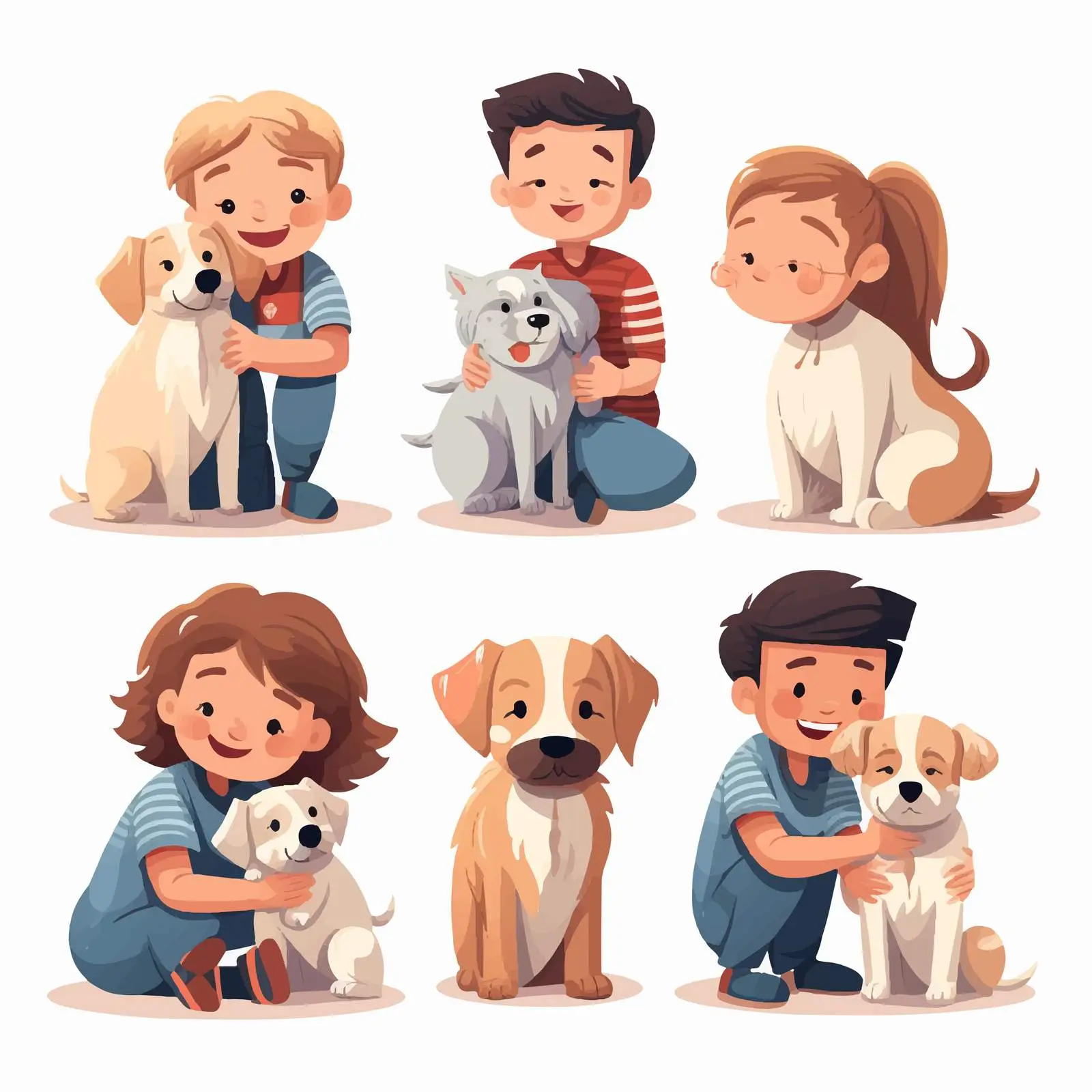 Kids Embracing Dogs: Love and Friendship — free download from Dotvec