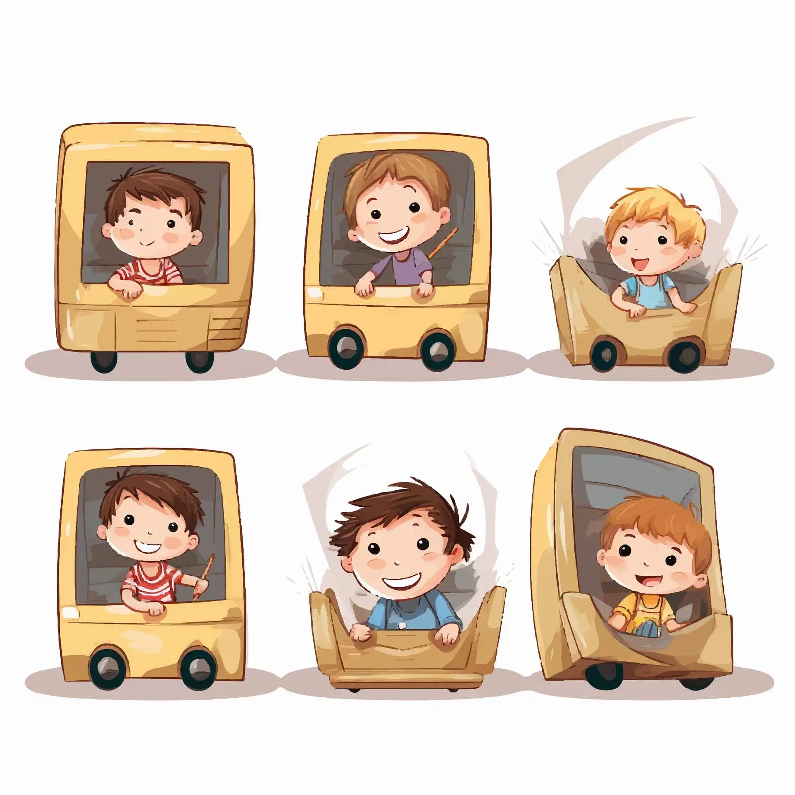 Kids in Box Cars Vector Illustration — free download from Dotvec
