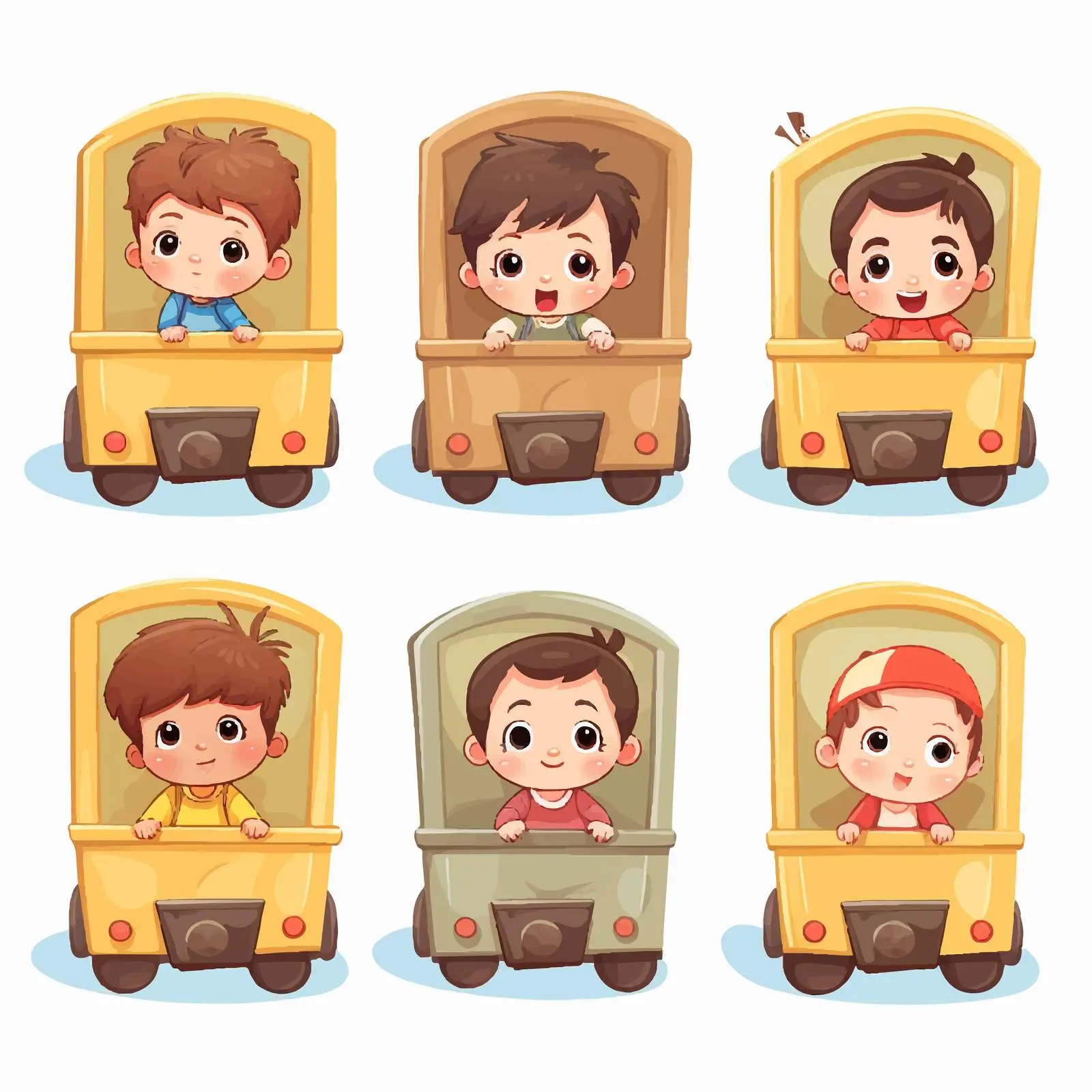 Kids Playing in Box Cars Vector Illustration — free download from Dotvec