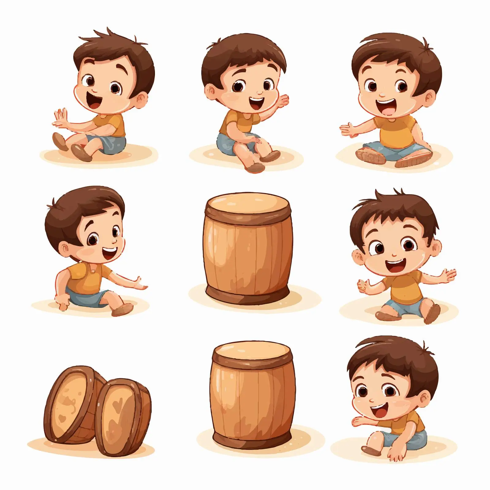 Kids Playing Cajon Drums Vector Illustration — free download from Dotvec