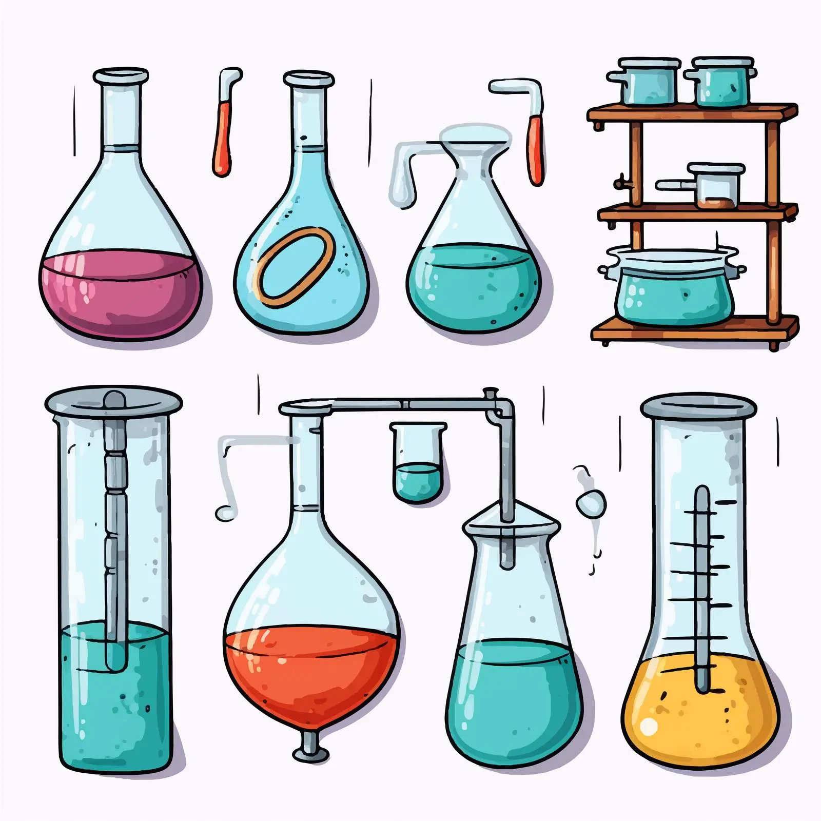 Cartoon Lab Tools Illustration Vector Set – free beak image from Dotvec