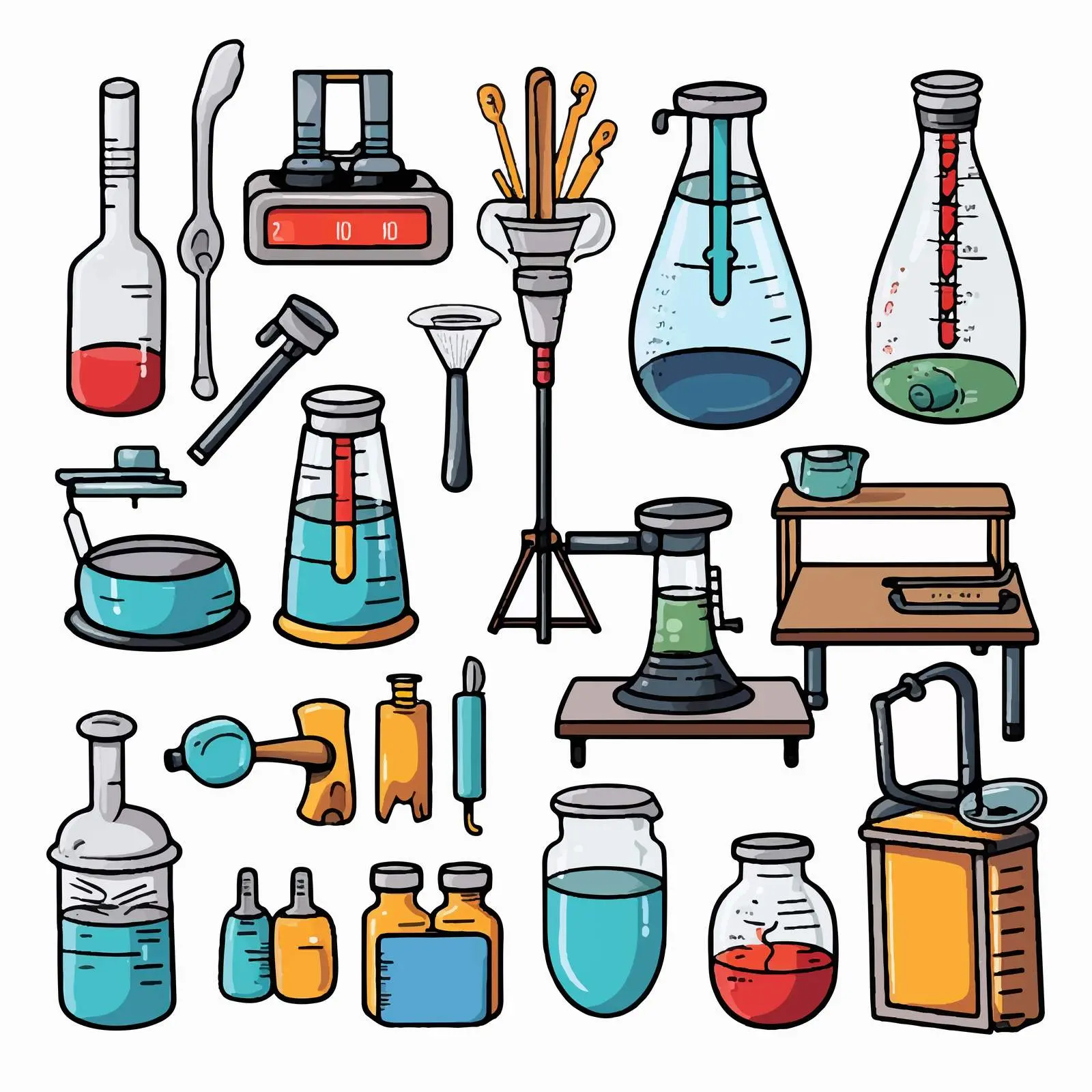 Cartoon Illustration of Laboratory Tools – free beak image from Dotvec