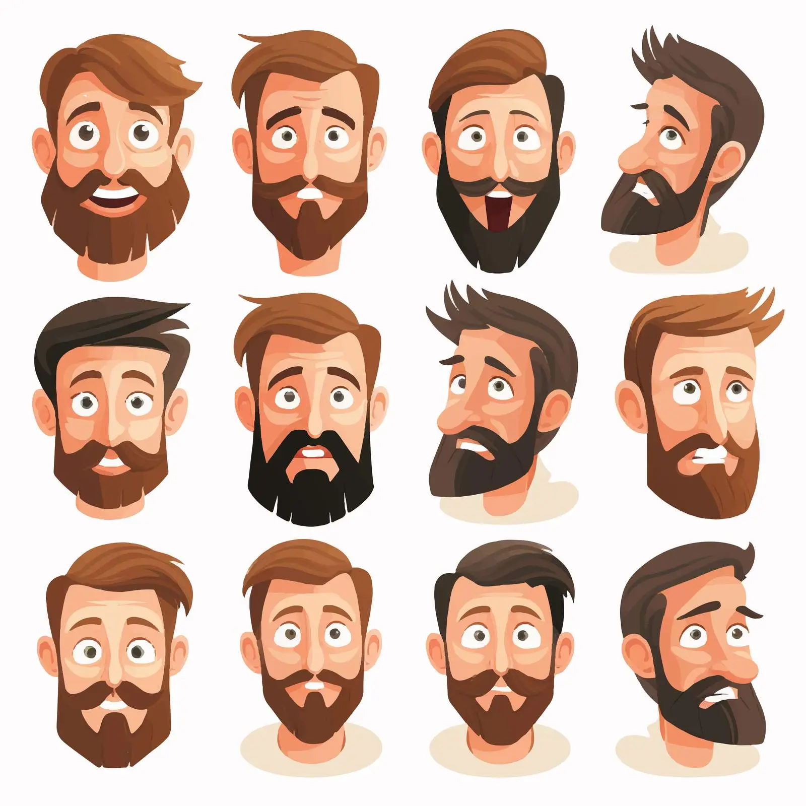 Bearded Man Emotions Cartoon Vector Collection — free download from Dotvec