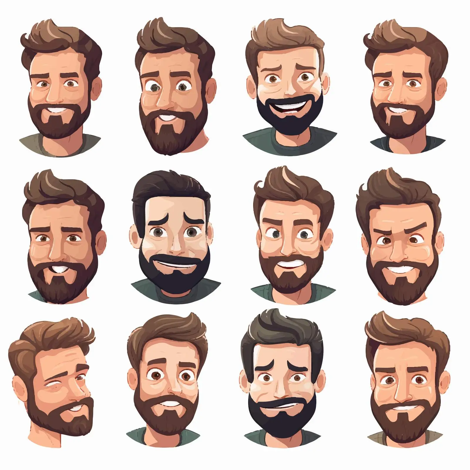 Bearded Guy Emotions Vector Cartoon Character — free download from Dotvec