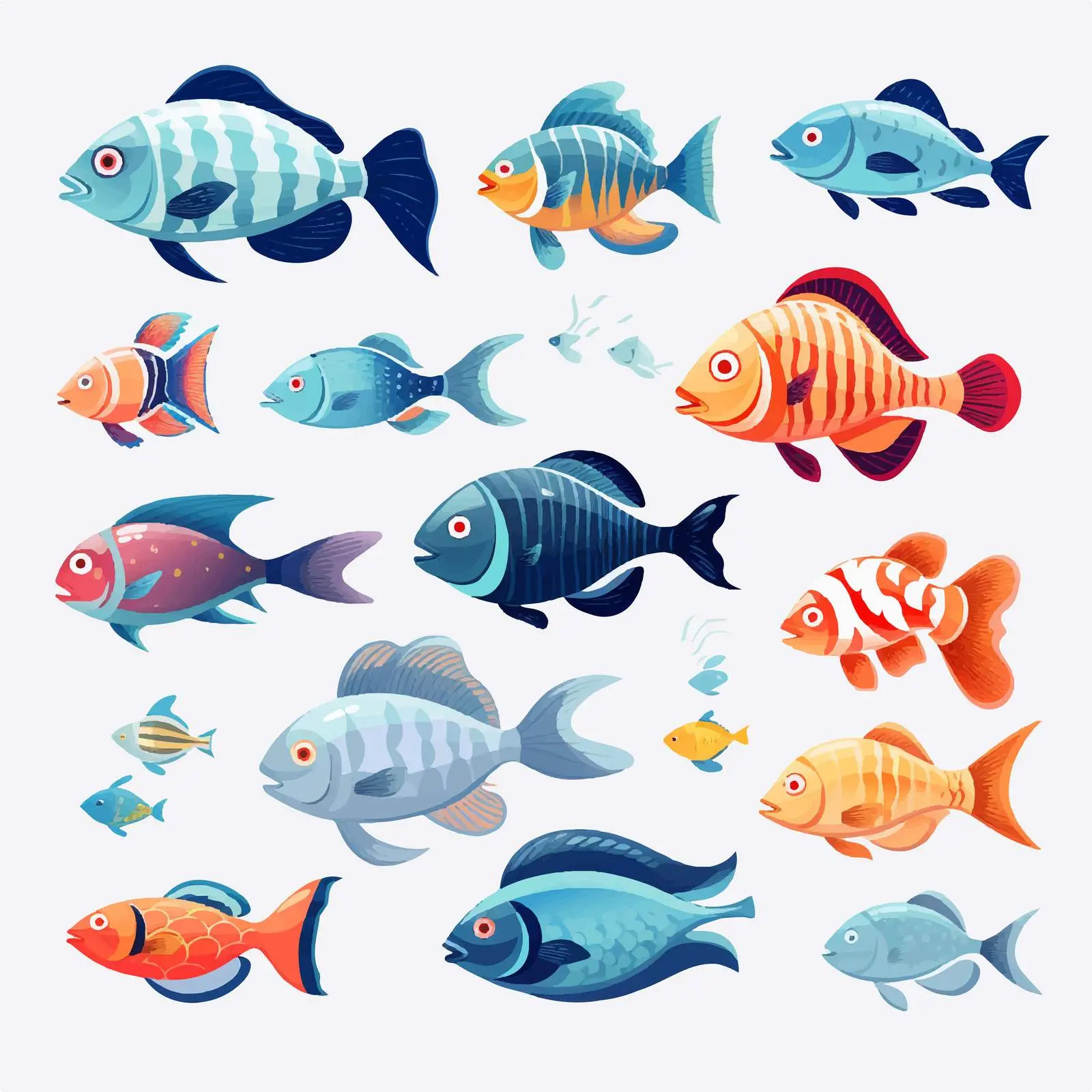 Funny Cartoon Fish Characters Vector Collection — free download from Dotvec