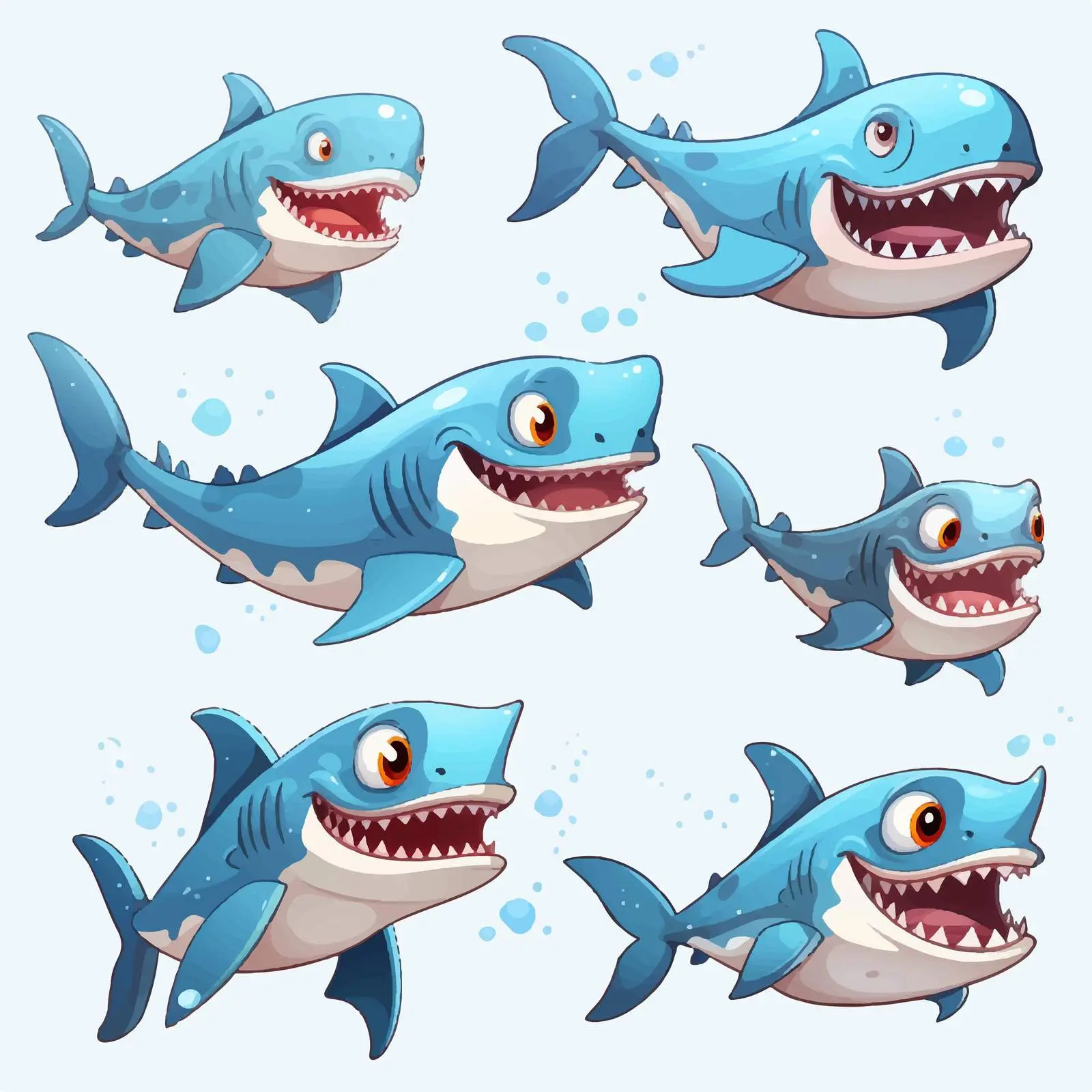 Cute Cartoon Shark Characters Collection — free download from Dotvec