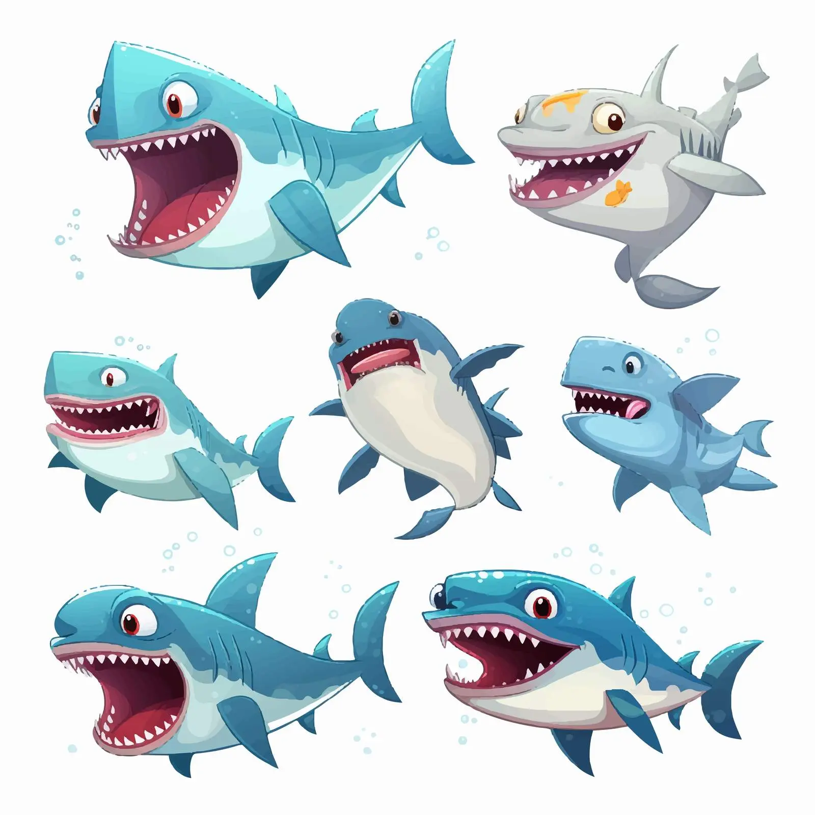 Cute Shark Cartoon Characters Collection — free download from Dotvec