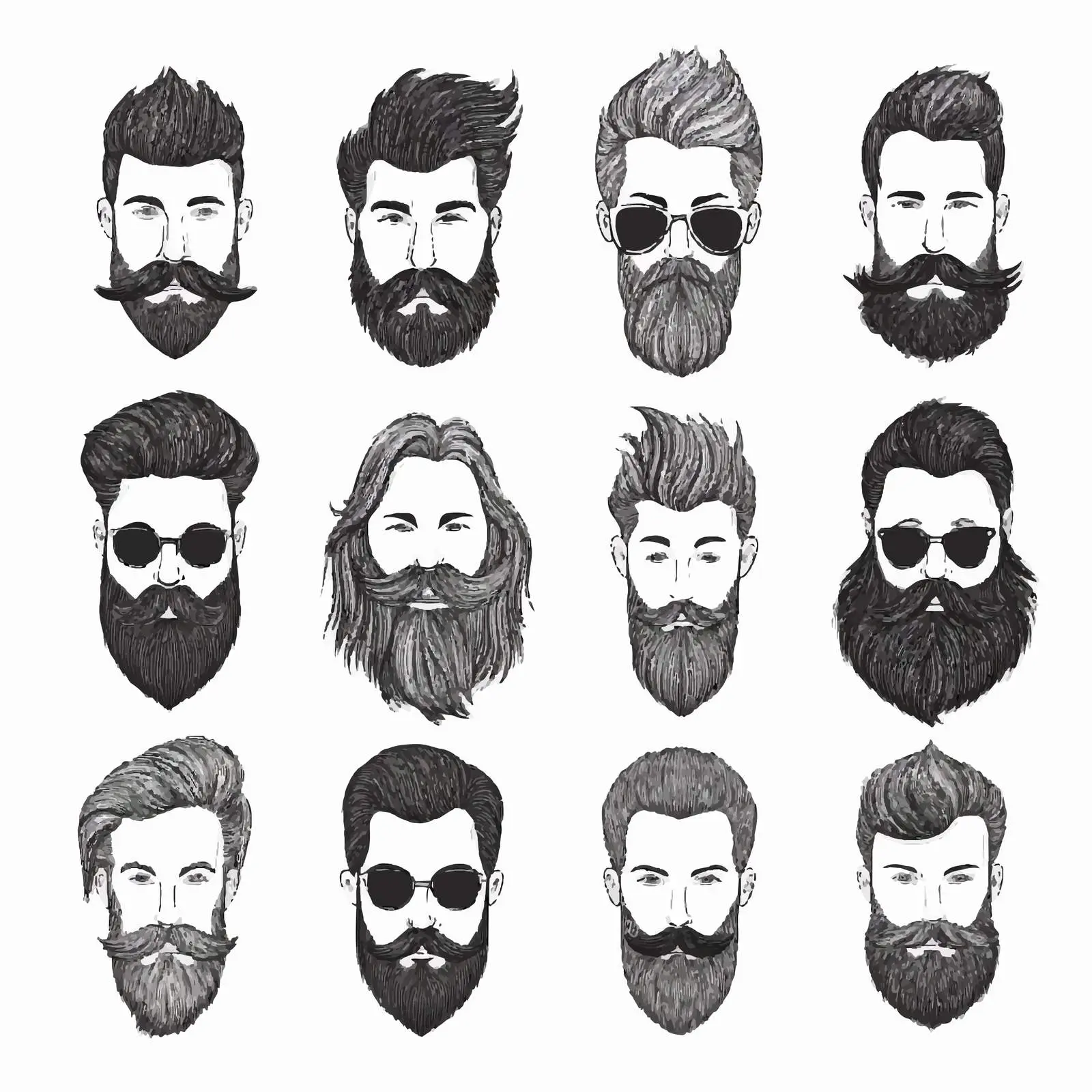 Men's Hairstyles with Beards and Mustaches Collection — free download from Dotvec
