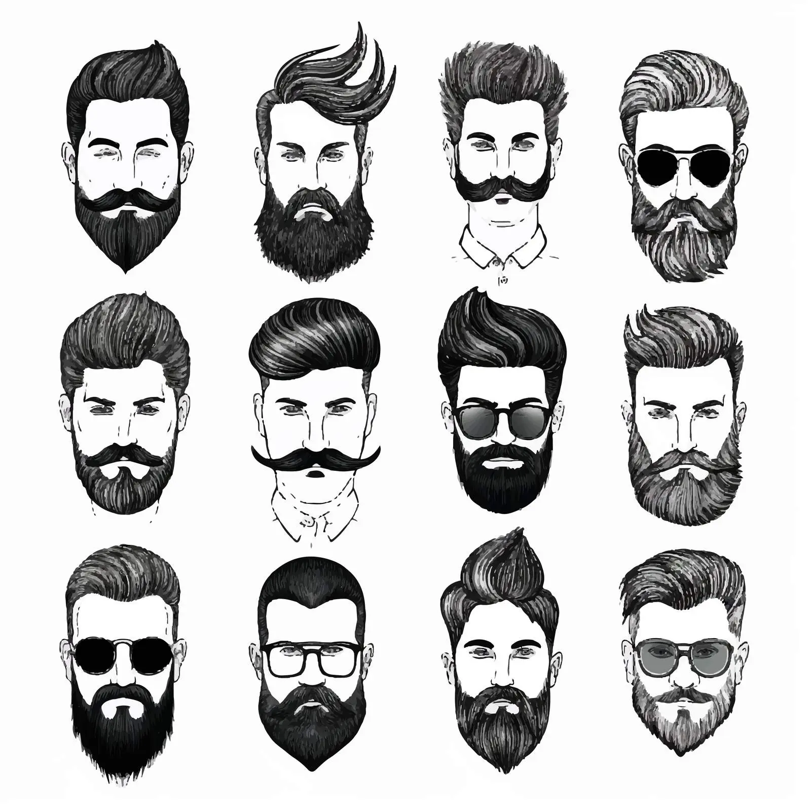 Men's Hairstyles with Beards and Mustaches Collection — free download from Dotvec