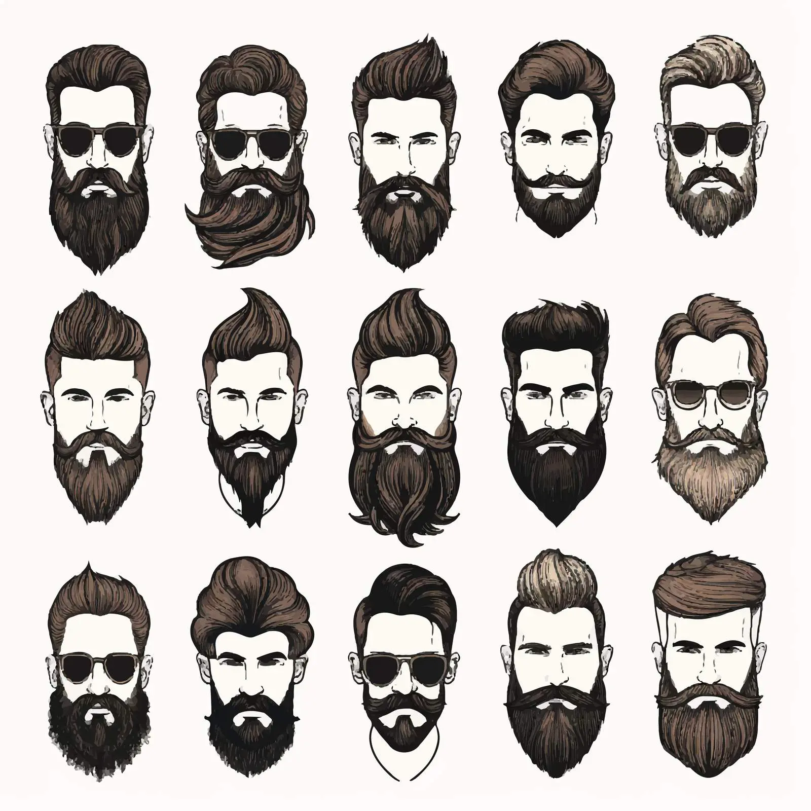 Men's Hairstyles with Beards and Mustaches Vectors — free download from Dotvec