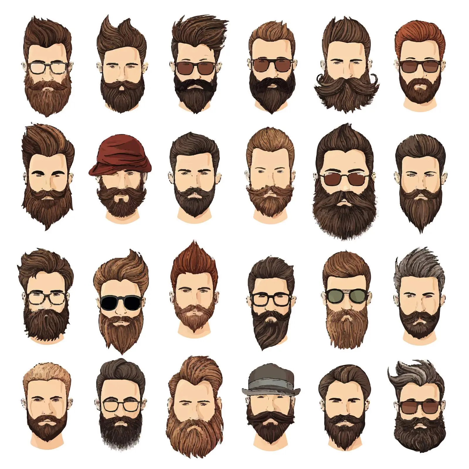 Men's Hairstyles and Beards Vector Collection — free download from Dotvec