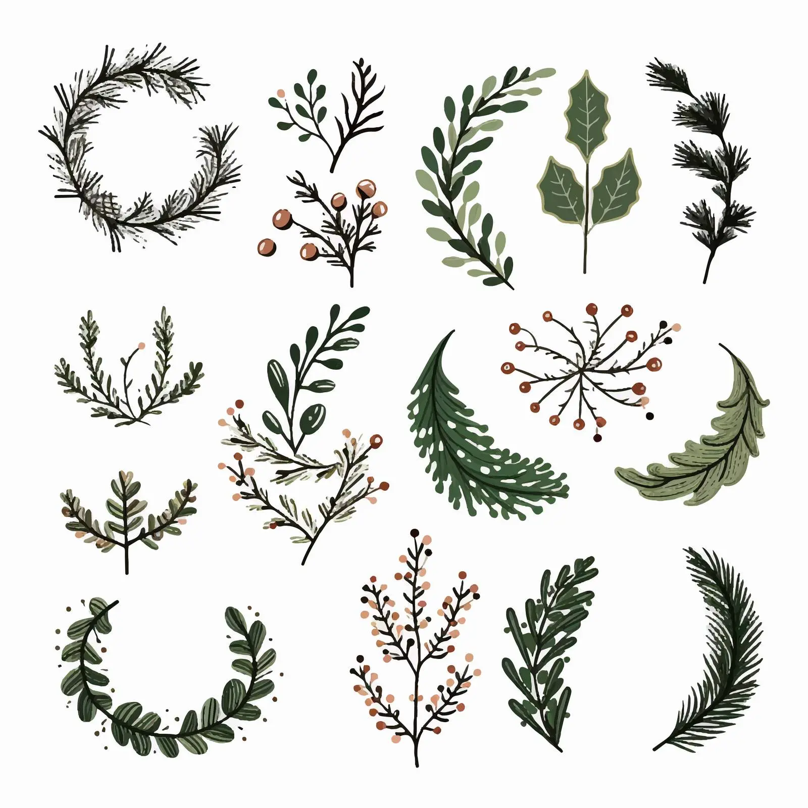 Merry Christmas Logos with Garland and Branches — free download from Dotvec