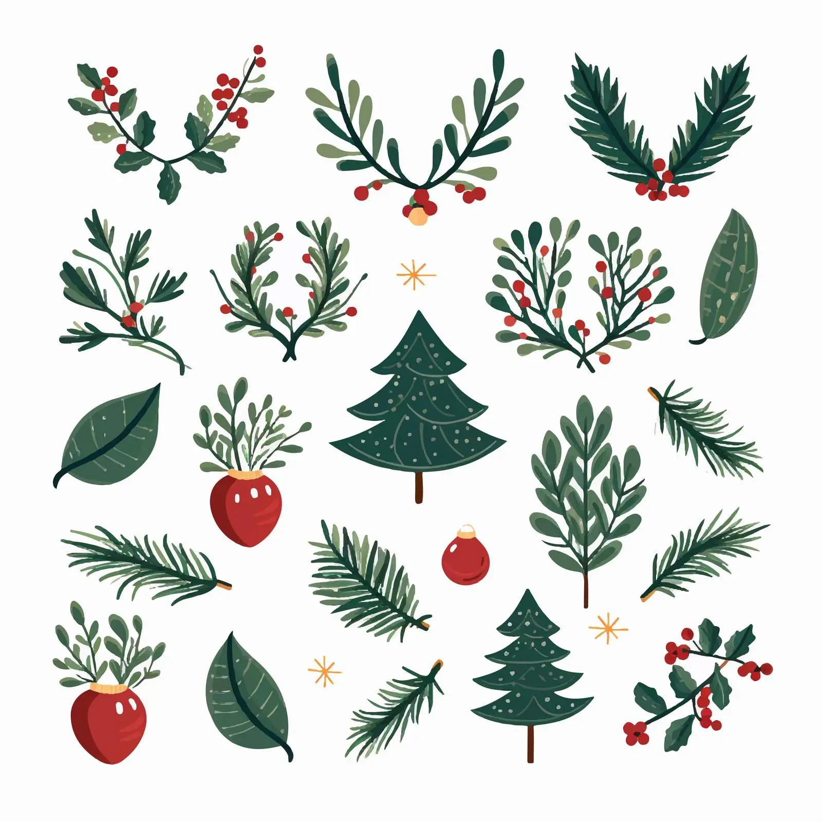 Merry Christmas Logos with Garland and Branches — free download from Dotvec