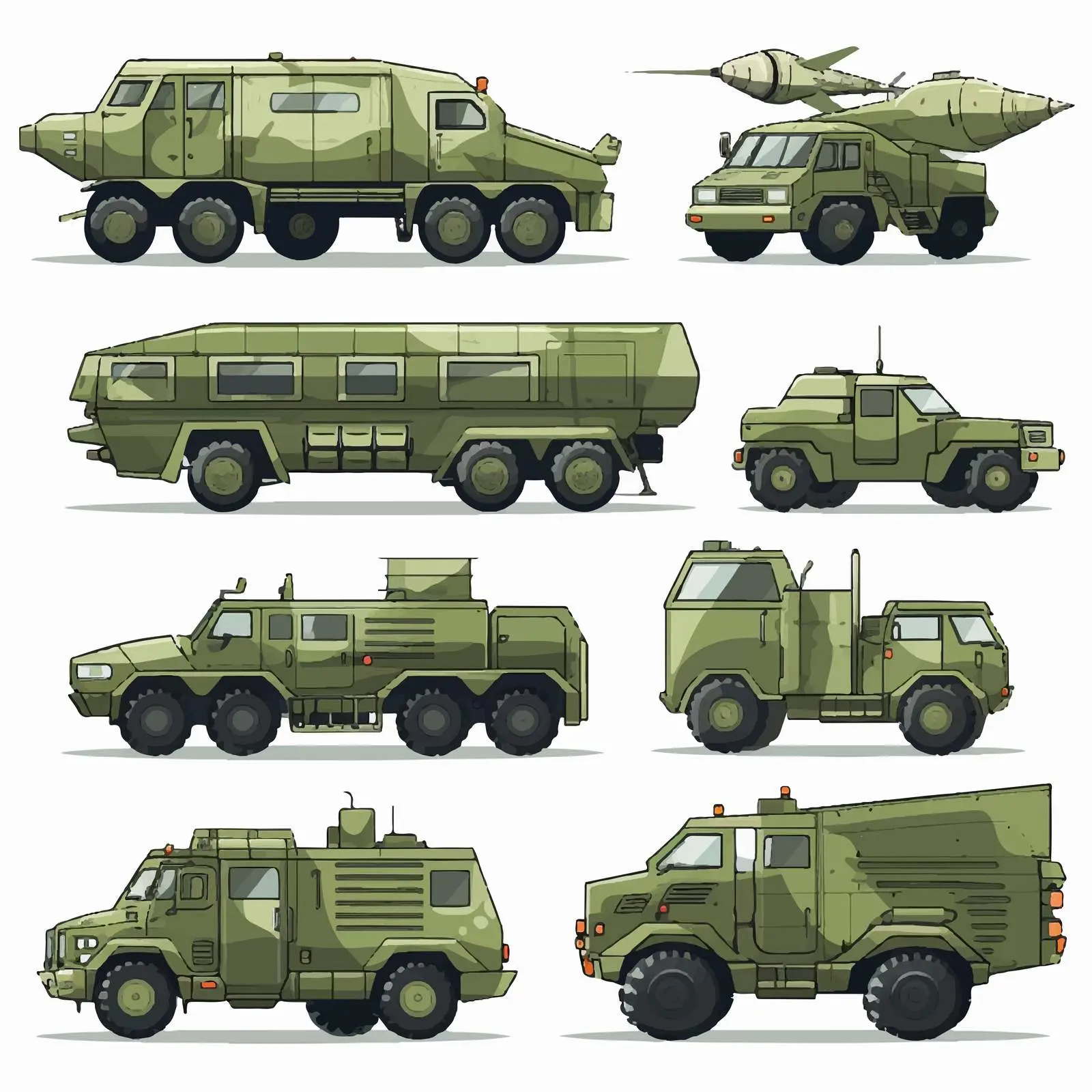 Military Transportation Vector Illustrations Set — free download from Dotvec