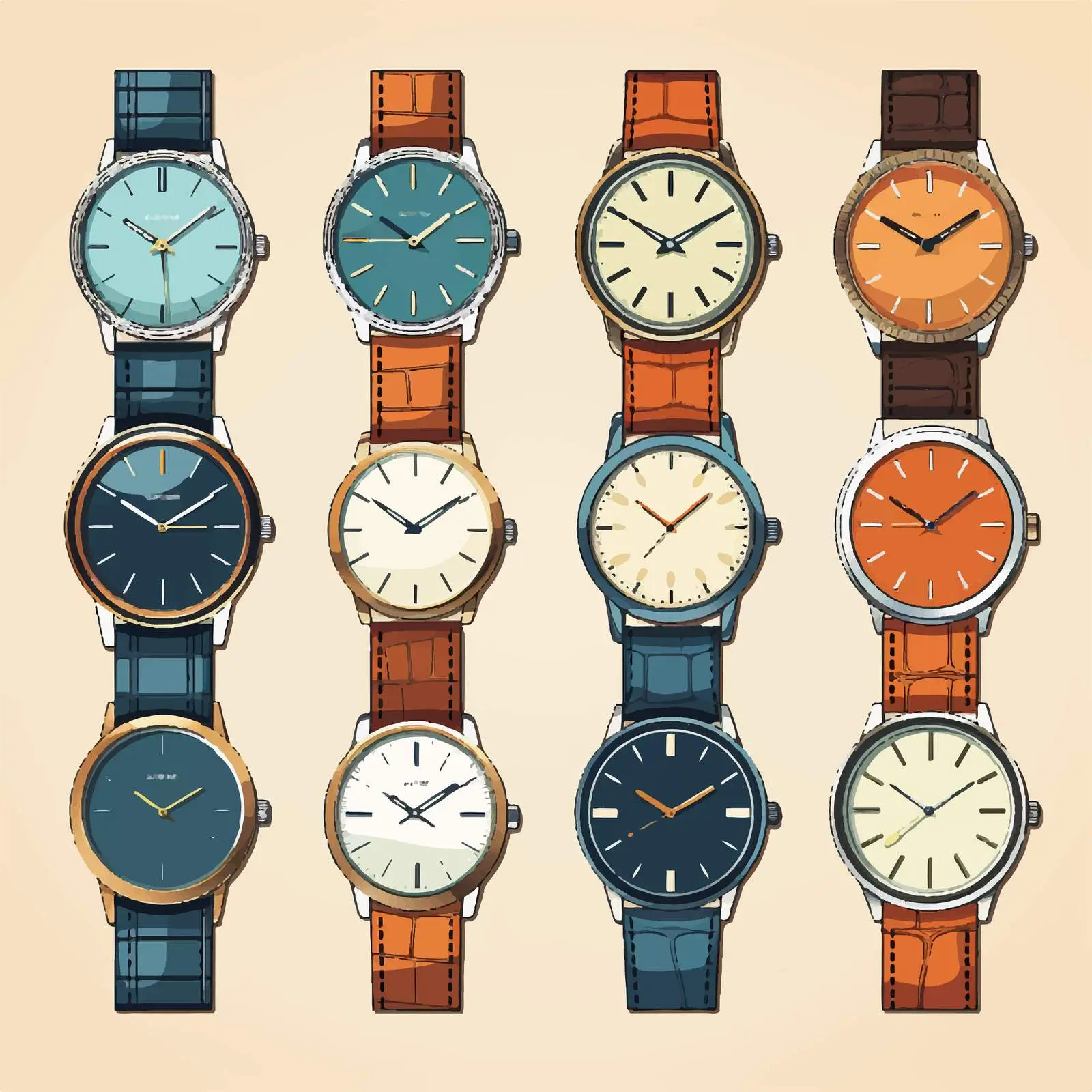 Modern and Vintage Wristwatch Design Set — free download from Dotvec