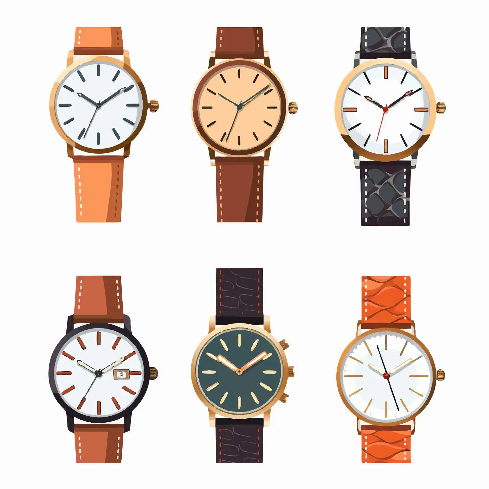 Modern and Vintage Wristwatch Fashion Design Vectors – free watch vector image from Dotvec