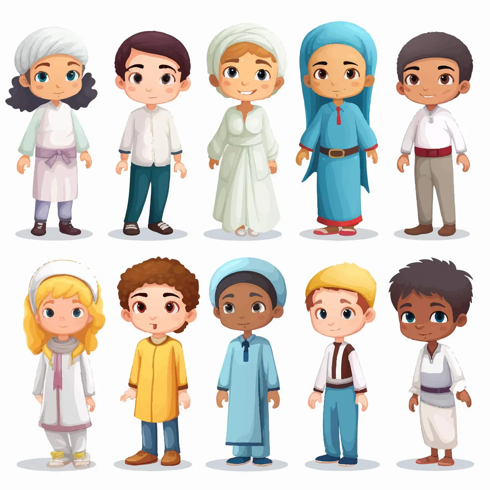 Muslim Kids Character Vector Illustration — free download from Dotvec