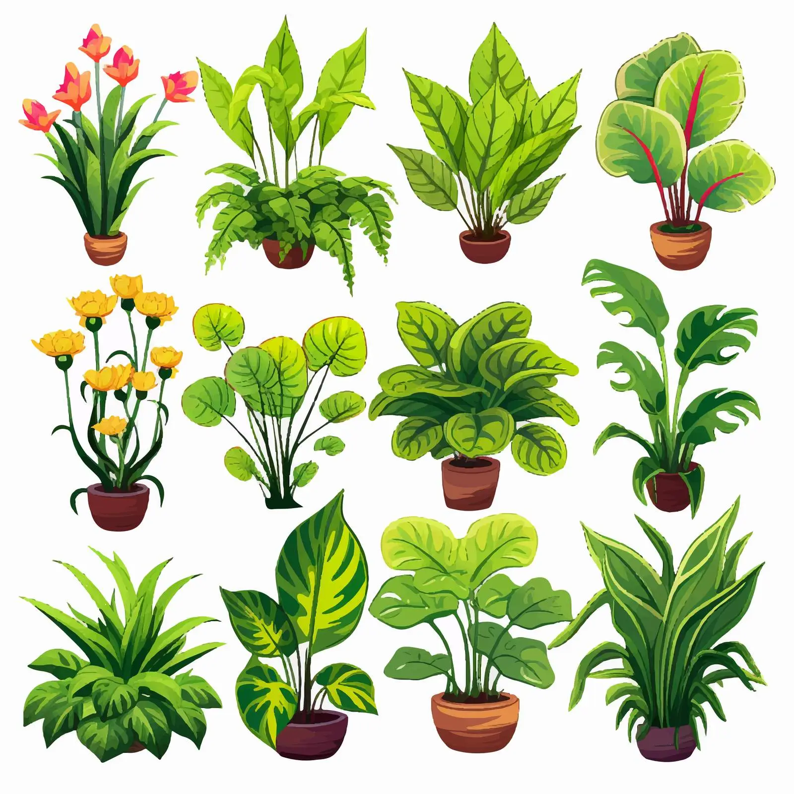 Ornamental Plants Illustration Vector Art – free cartoon plants image from Dotvec