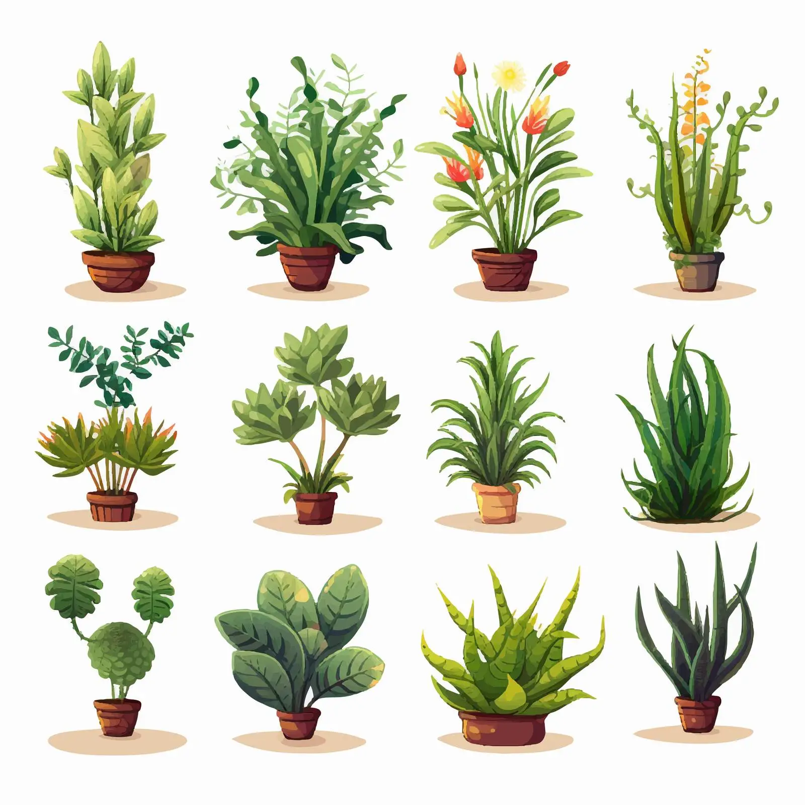 Colorful Ornamental Plants Vector Illustration — free download from Dotvec