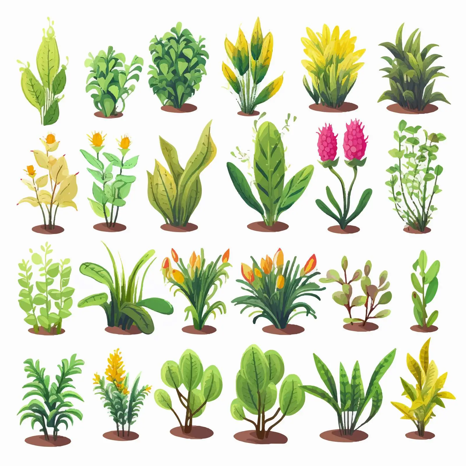 Ornamental Plants Vector Illustration Set — free download from Dotvec