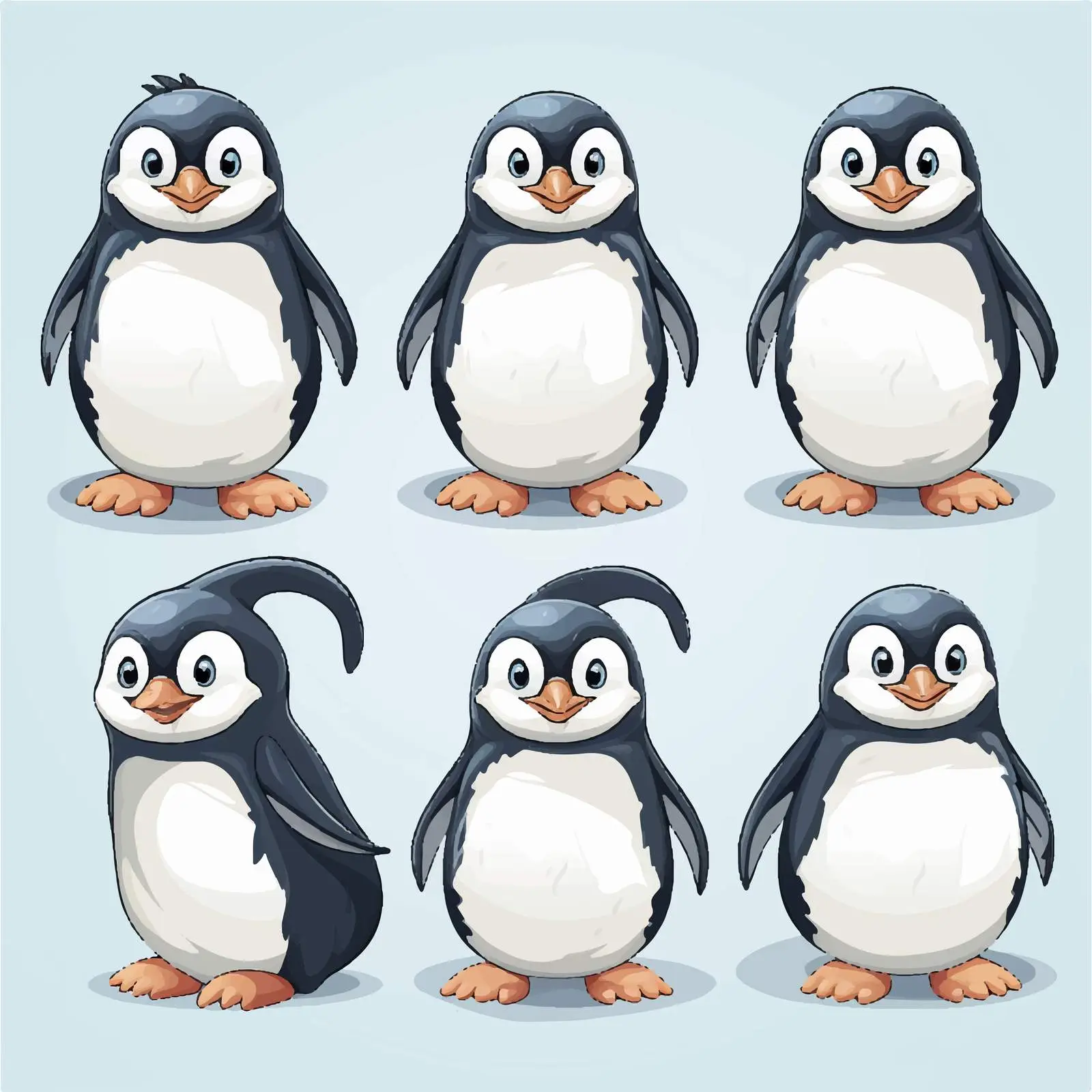 Cartoon Penguin Illustration Set Vector Graphic — free download from Dotvec