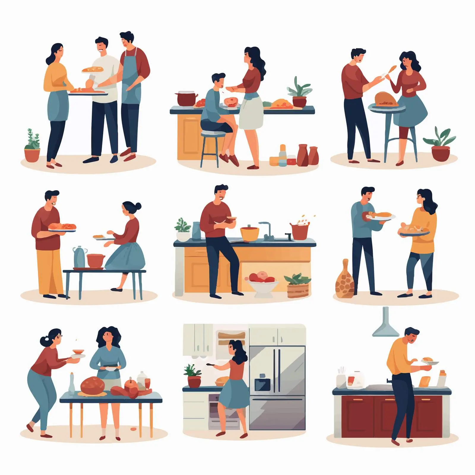 Diverse People in Kitchen - Vector Illustration — free download from Dotvec