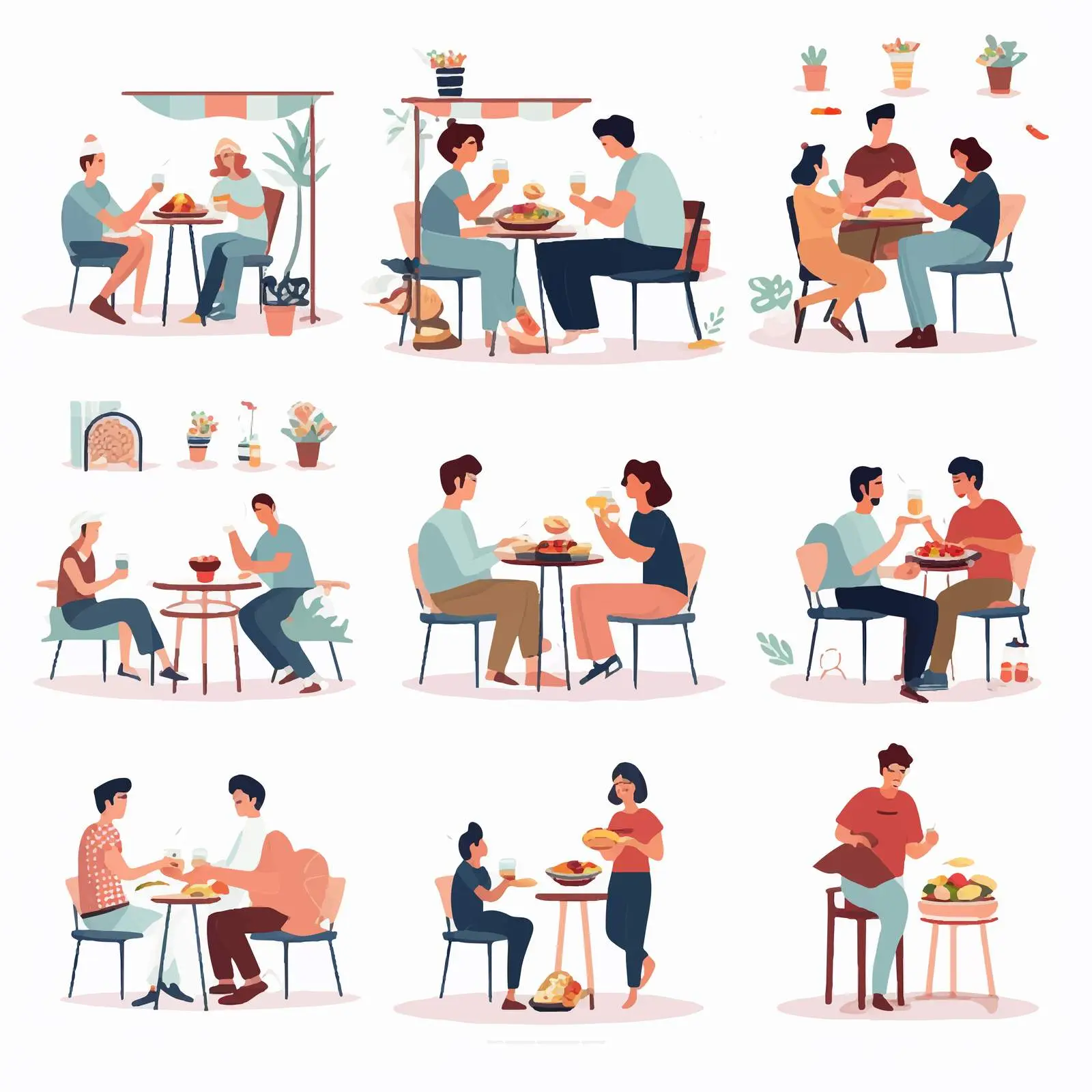 People Enjoying Meals at Home and Outdoors — free download from Dotvec