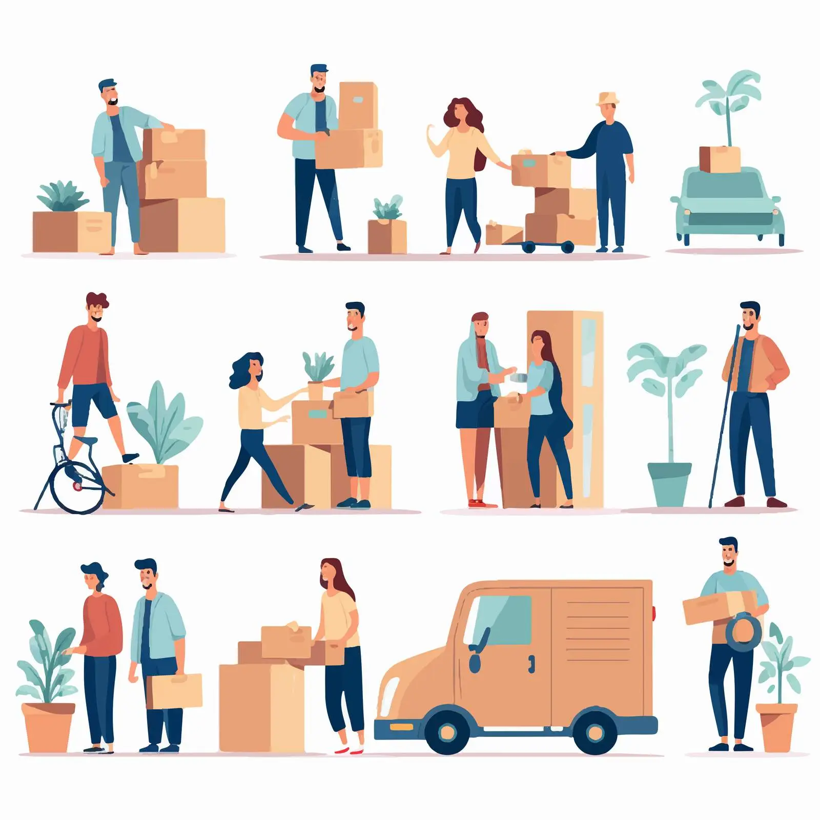 People Moving and Leaving Homes and Offices — free download from Dotvec