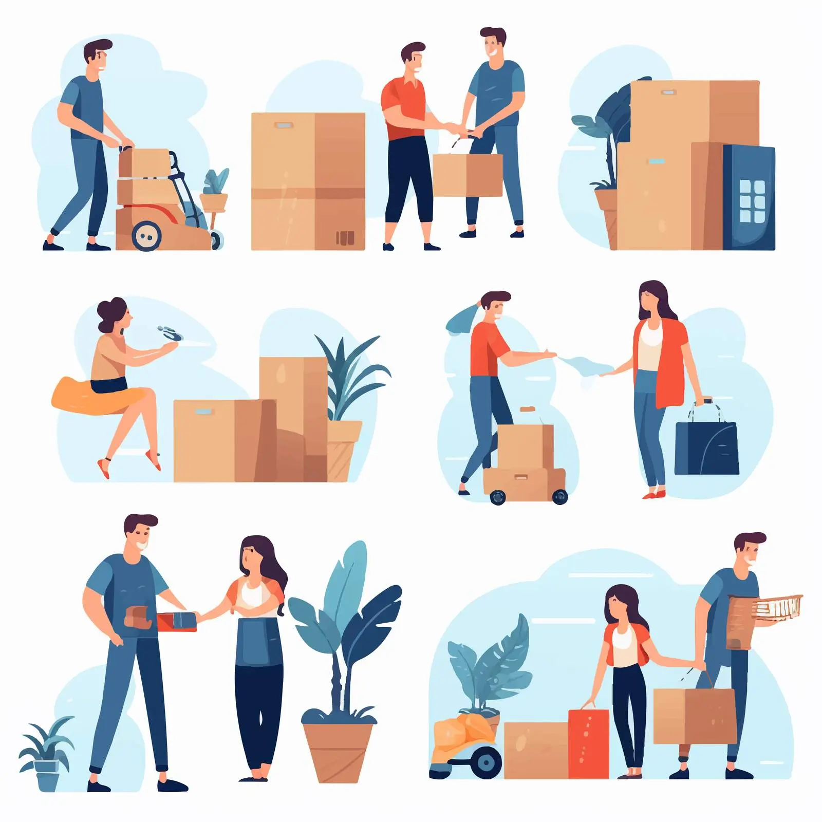 People Moving Homes and Offices Illustration — free download from Dotvec