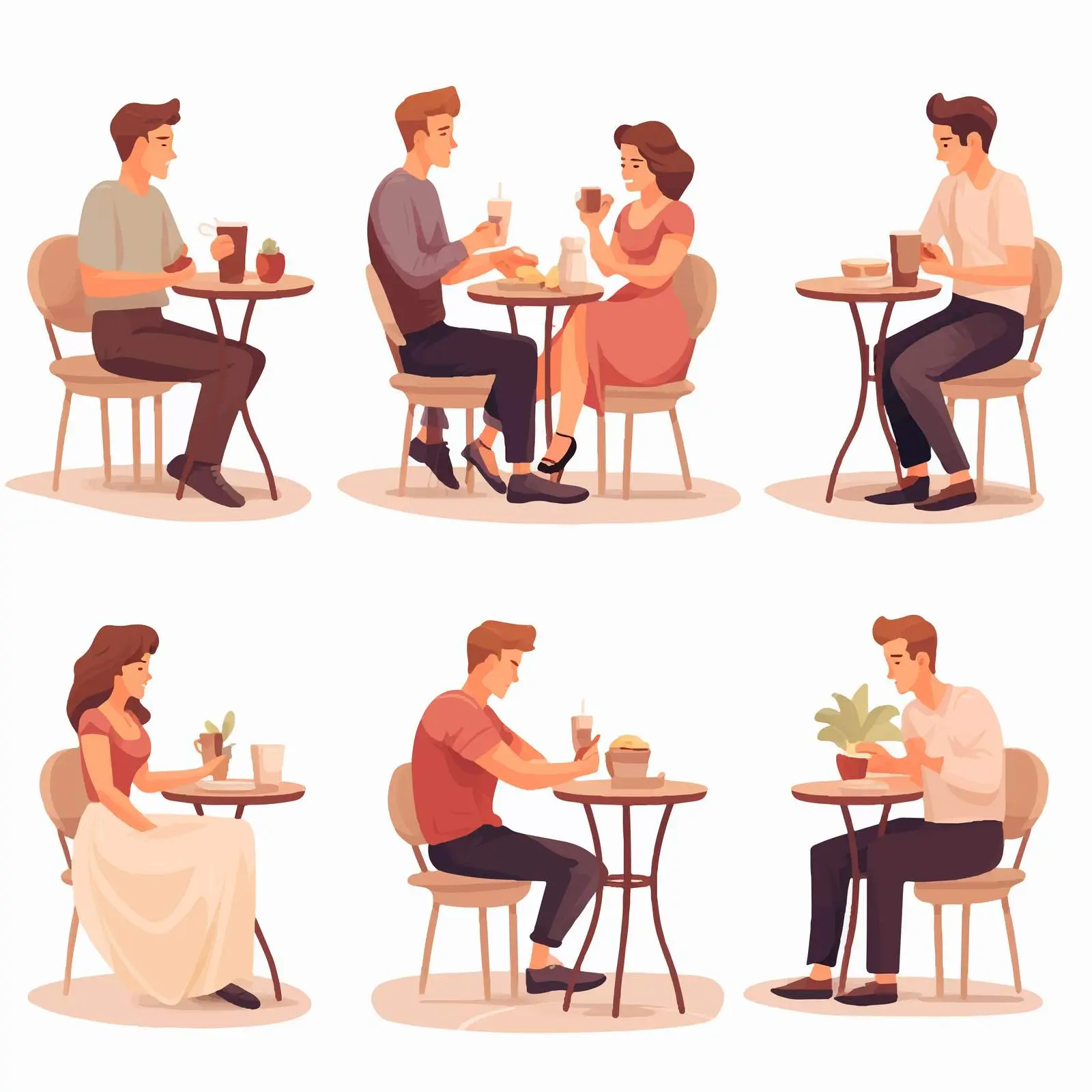 People Dining at Street Cafe Vector Illustration — free download from Dotvec