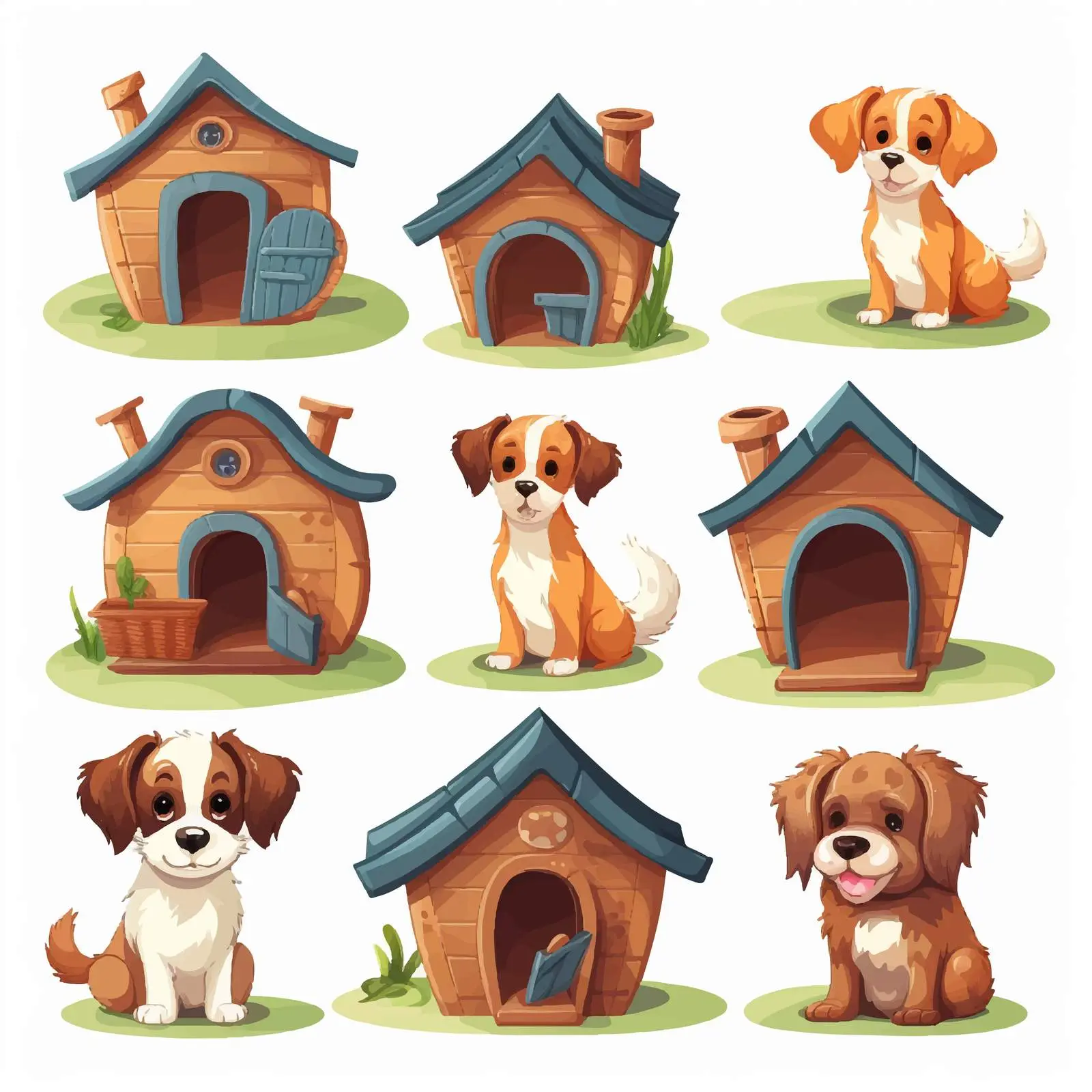 Cute Pet and House Cartoon Illustration — free download from Dotvec