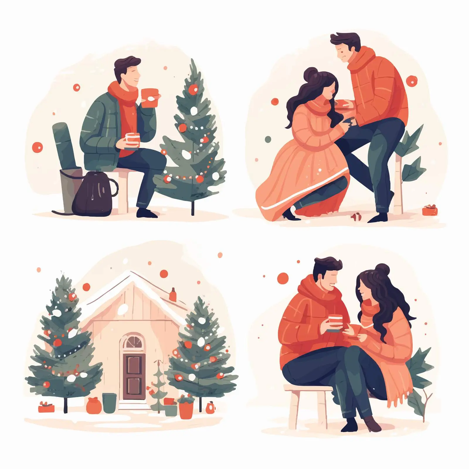 Winter Holiday Celebrations Postcard Set — free download from Dotvec