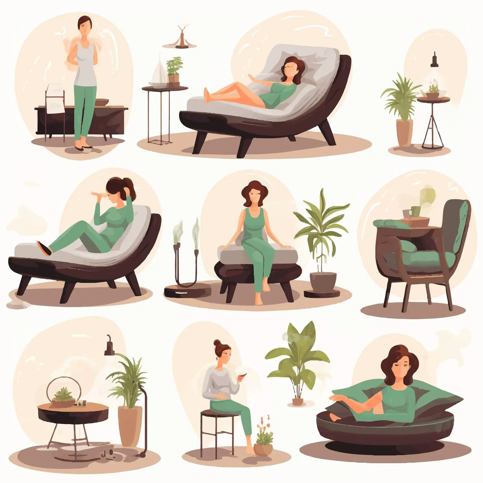 Relaxed Woman Spa Illustration Vector Art — free download from Dotvec