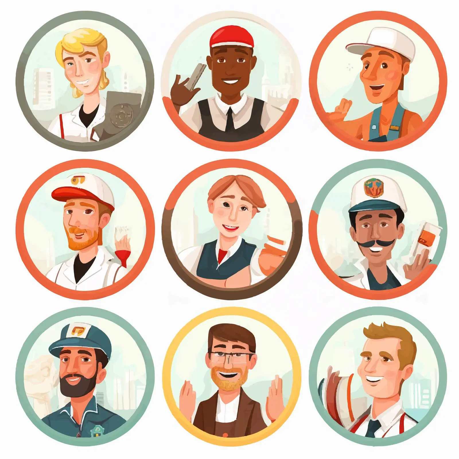 Round Portraits of Diverse Happy Professionals – free individuals image from Dotvec