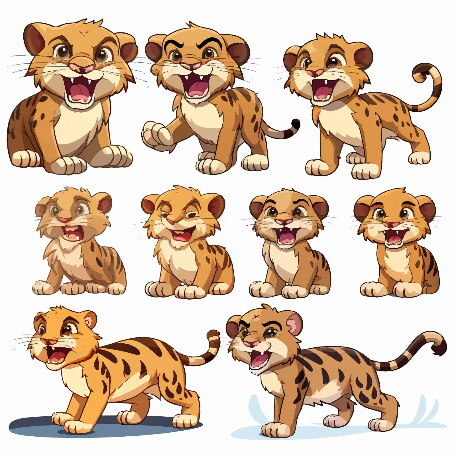 Saber-Toothed Cat Cartoon Character Stickers — free download from Dotvec