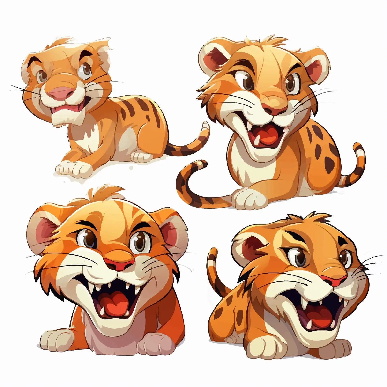 Dynamic Saber Toothed Cat Cartoon Stickers — free download from Dotvec