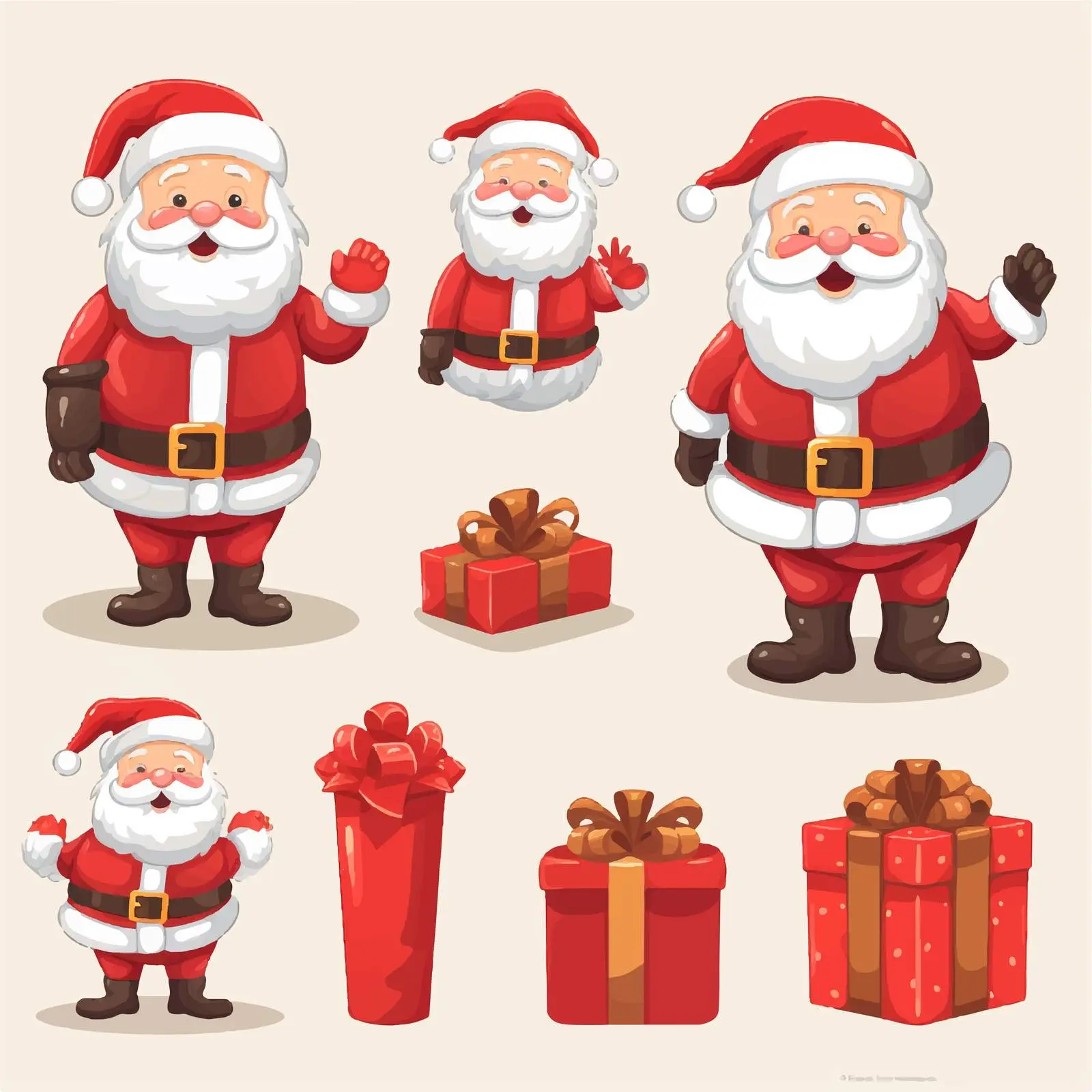 Santa Claus Cartoon Characters and Christmas Elements — free download from Dotvec