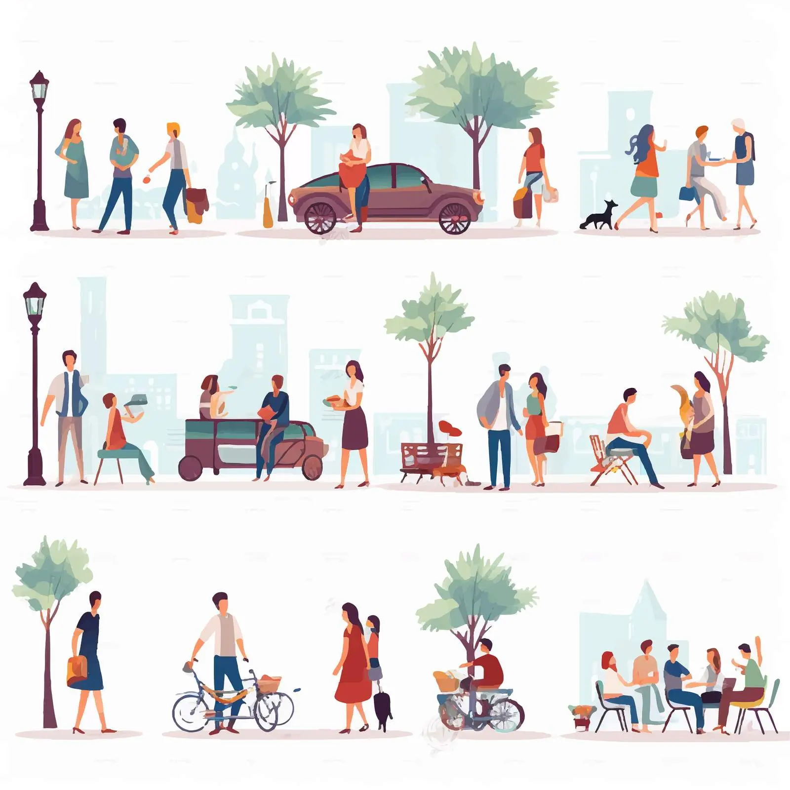 Cartoon Vector Scenes with People Illustrations — free download from Dotvec