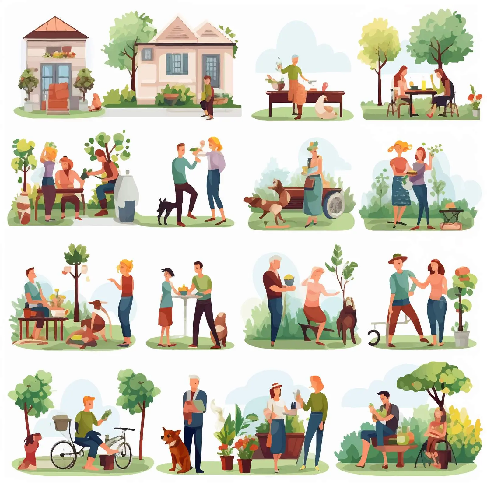 Cartoon People Scene Vector Illustrations — free download from Dotvec